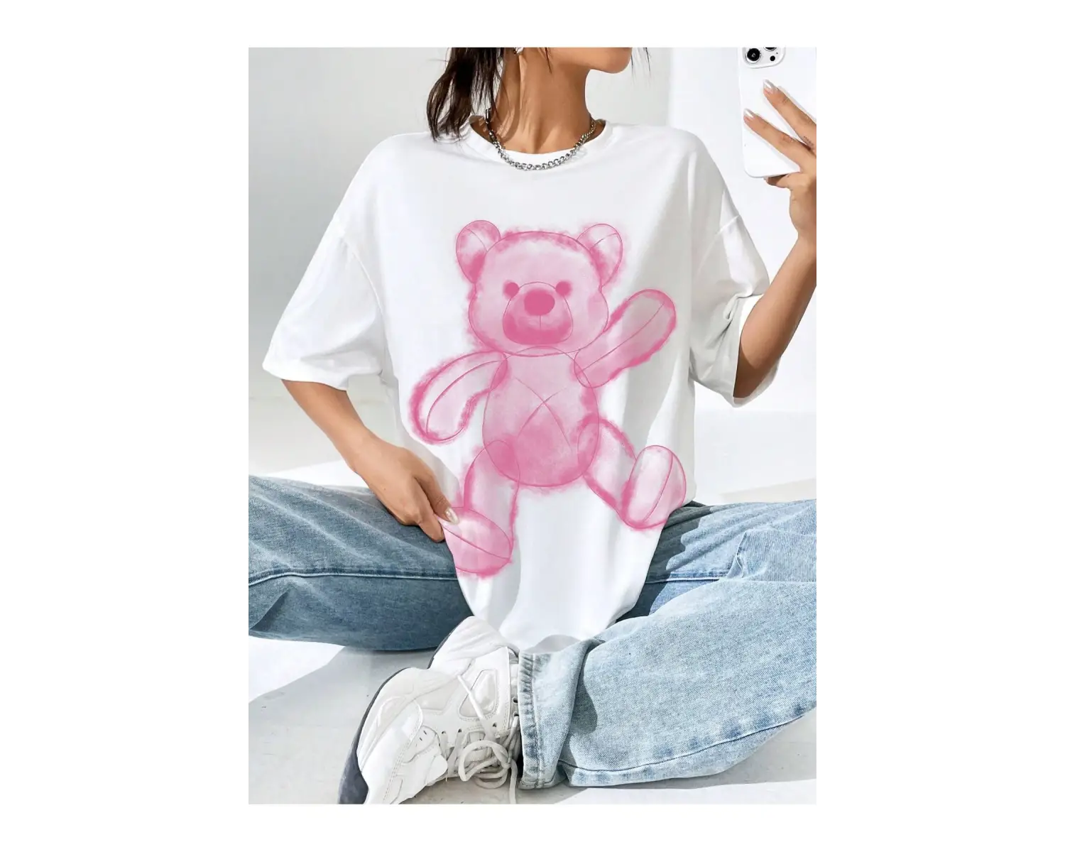 Karikatür ve Grafik tasarım Oversize T-shirt Cartoon/Letter serisi kod759