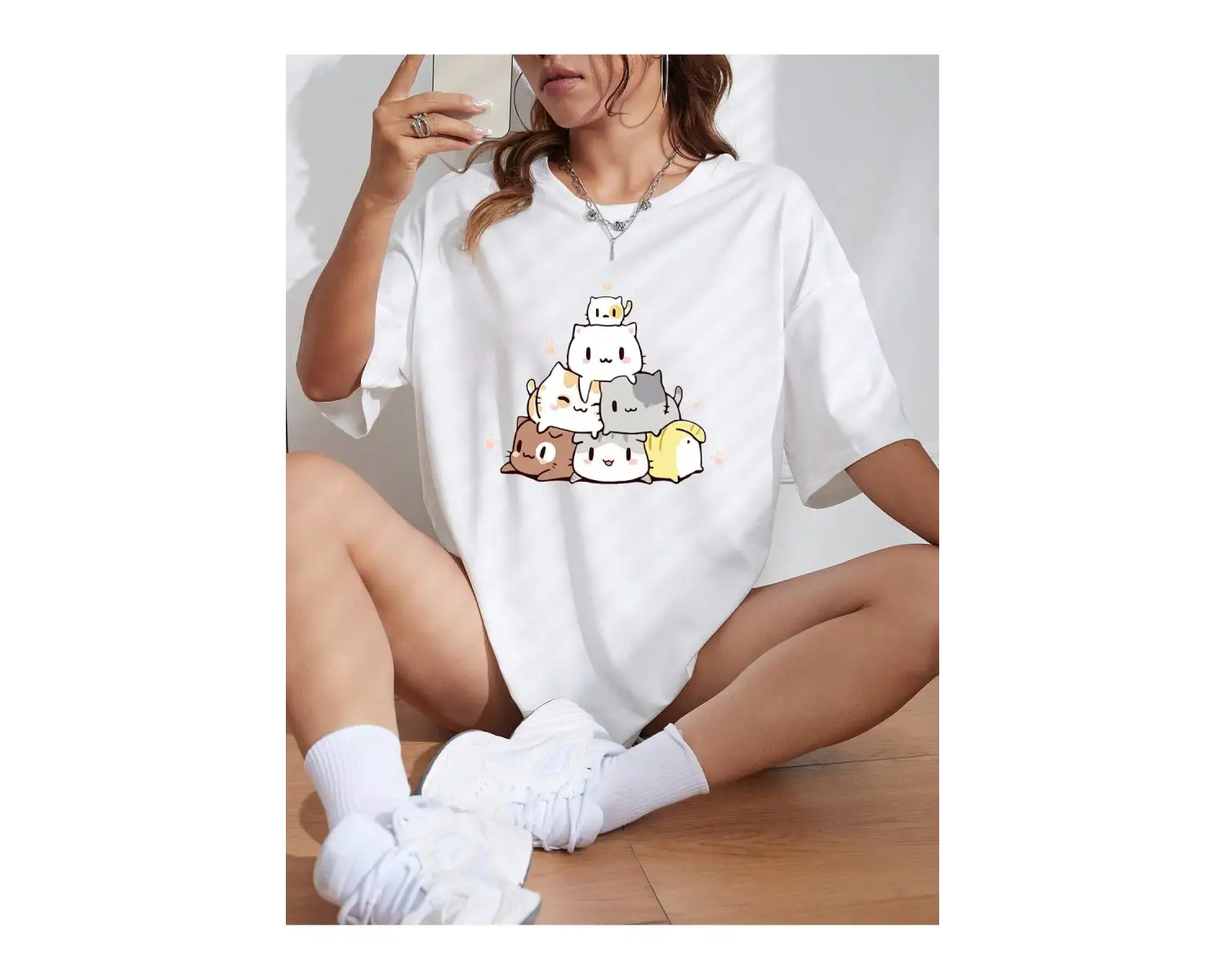 Karikatür ve Grafik tasarım Oversize T-shirt Cartoon/Letter serisi kod819