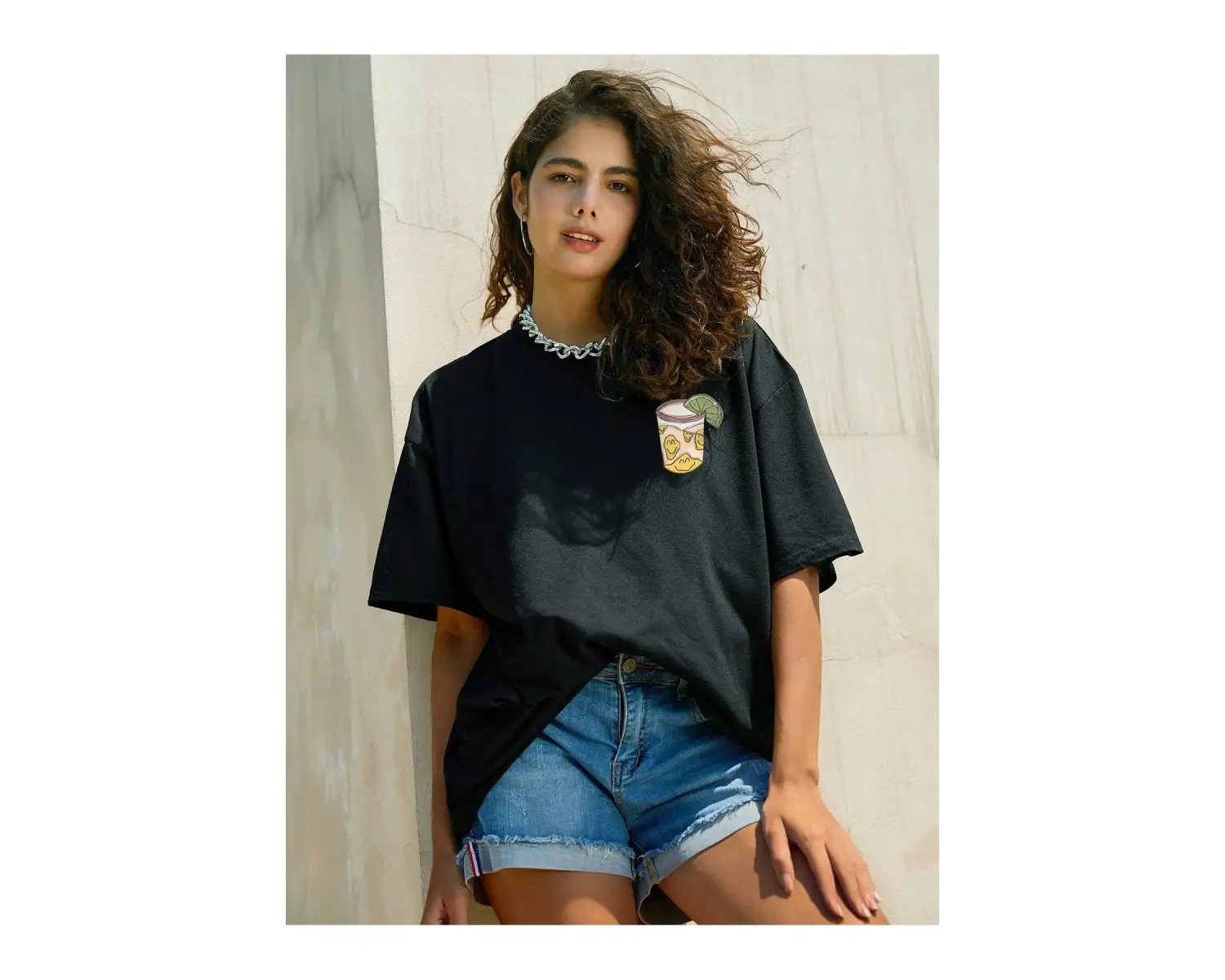 Karikatür ve Grafik tasarım Oversize T-shirt Cartoon/Letter serisi kod828