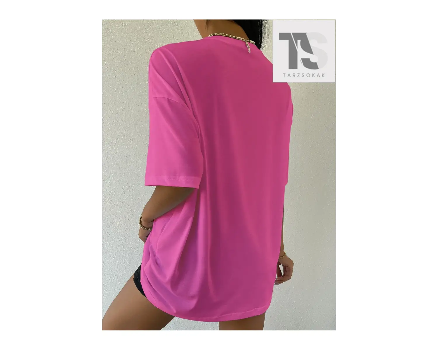 Karikatür ve Harf Grafik Düşük Omuz Tişört