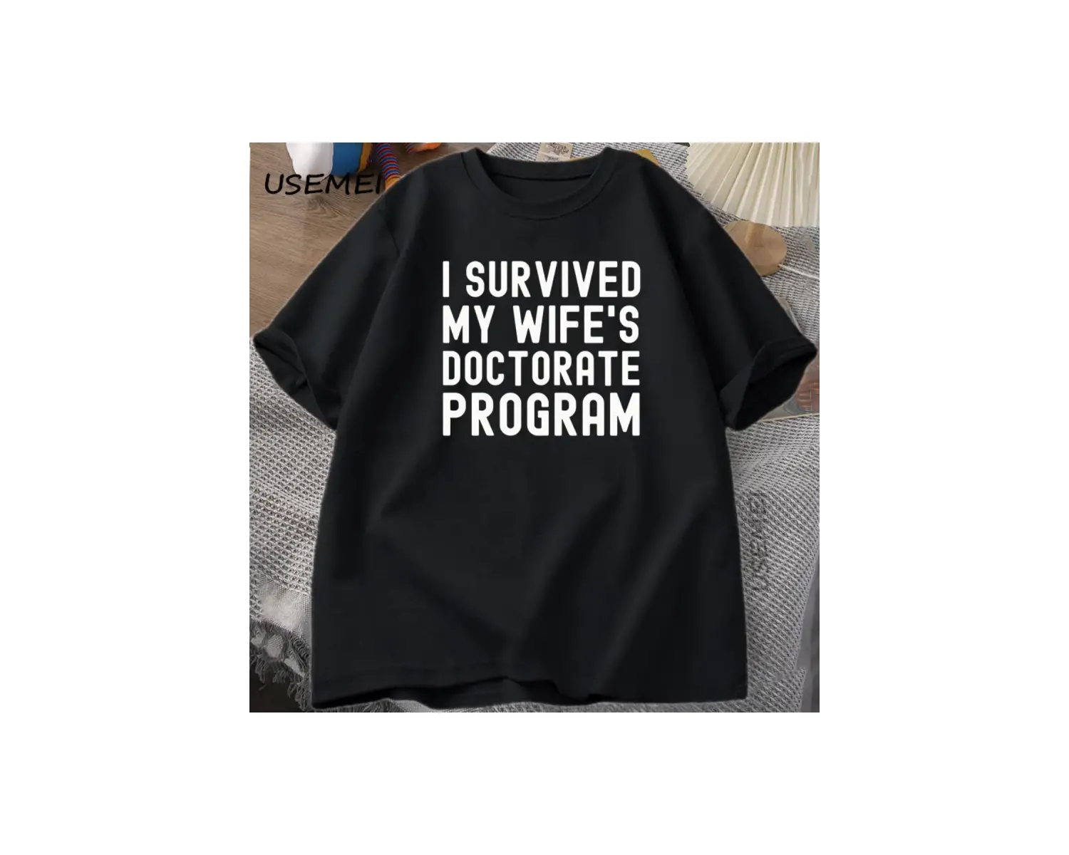 Karımın doktora programını hayatta kaldım T-Shirt komik PHD mezuniyet hediyesi Tee koca erkek 2942