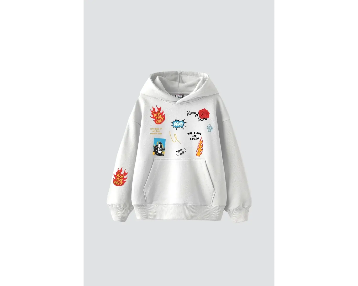 Karma Cult Baskılı Oversize Unisex Premium Beyaz