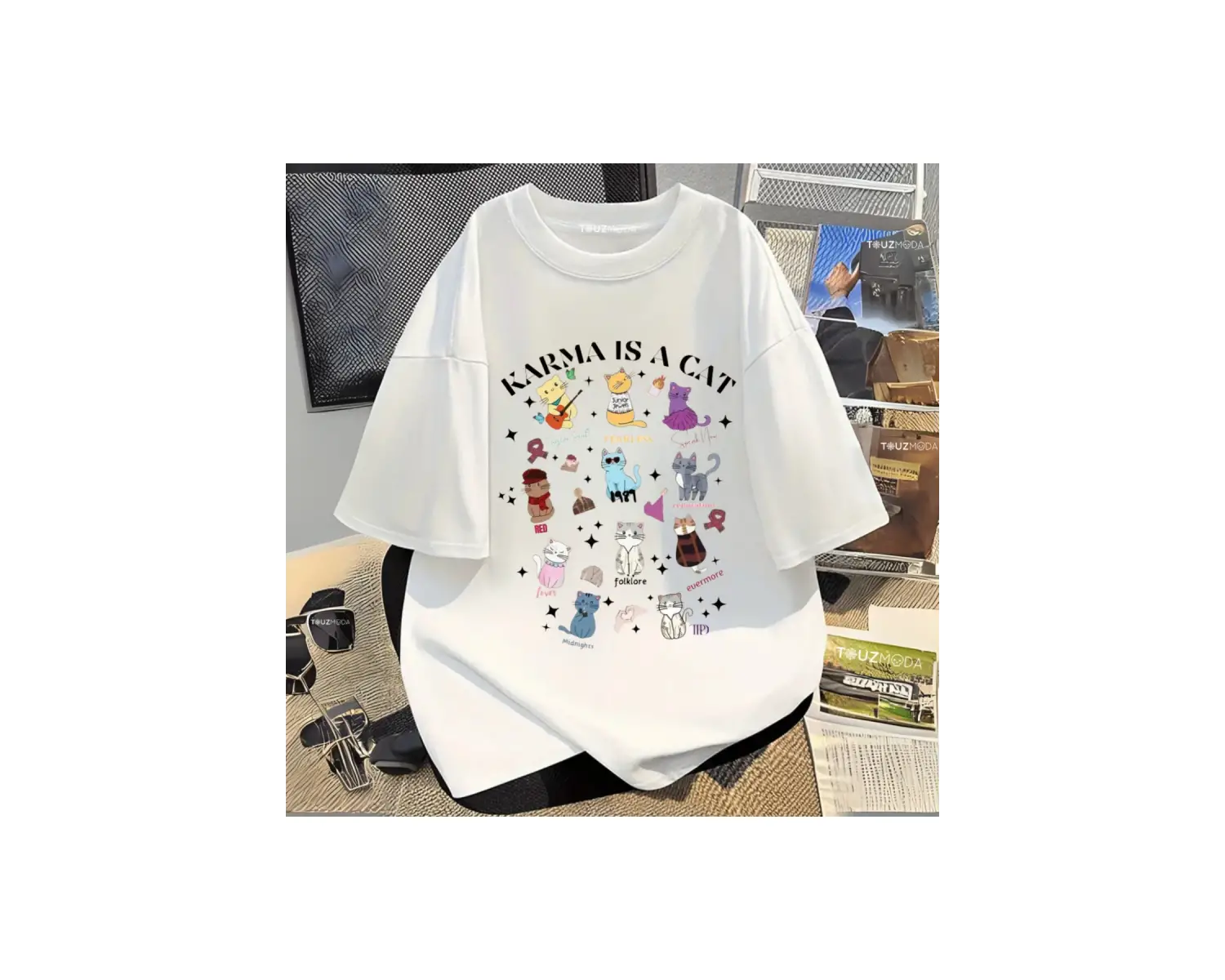 Karma is Cat Baskılı Unisex Oversize