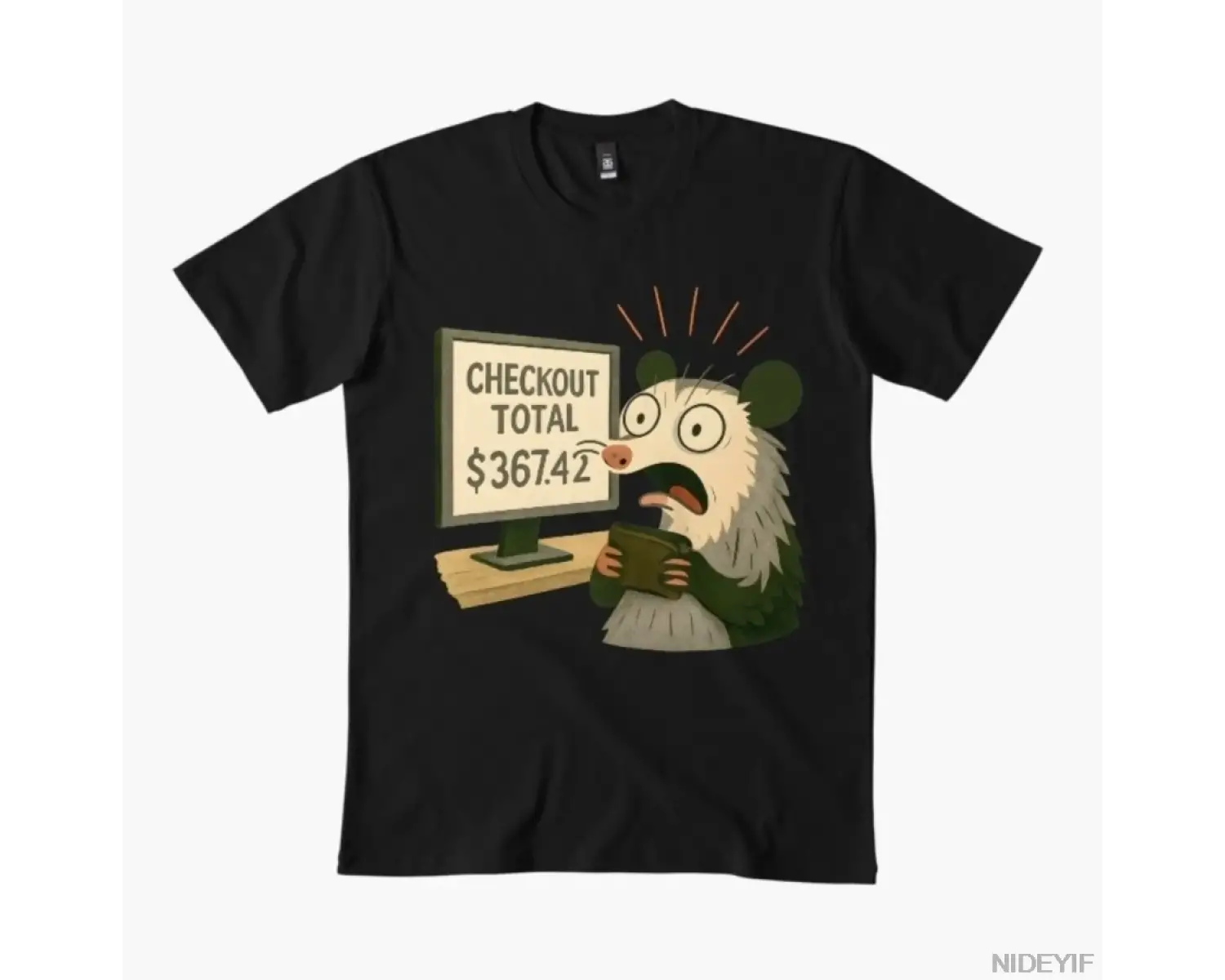 Kasırga Sıçanı Ödeme Noktasında Şoklandı – Erkekler ve Kadınlar İçin Komik Cüzdan Karikatür T