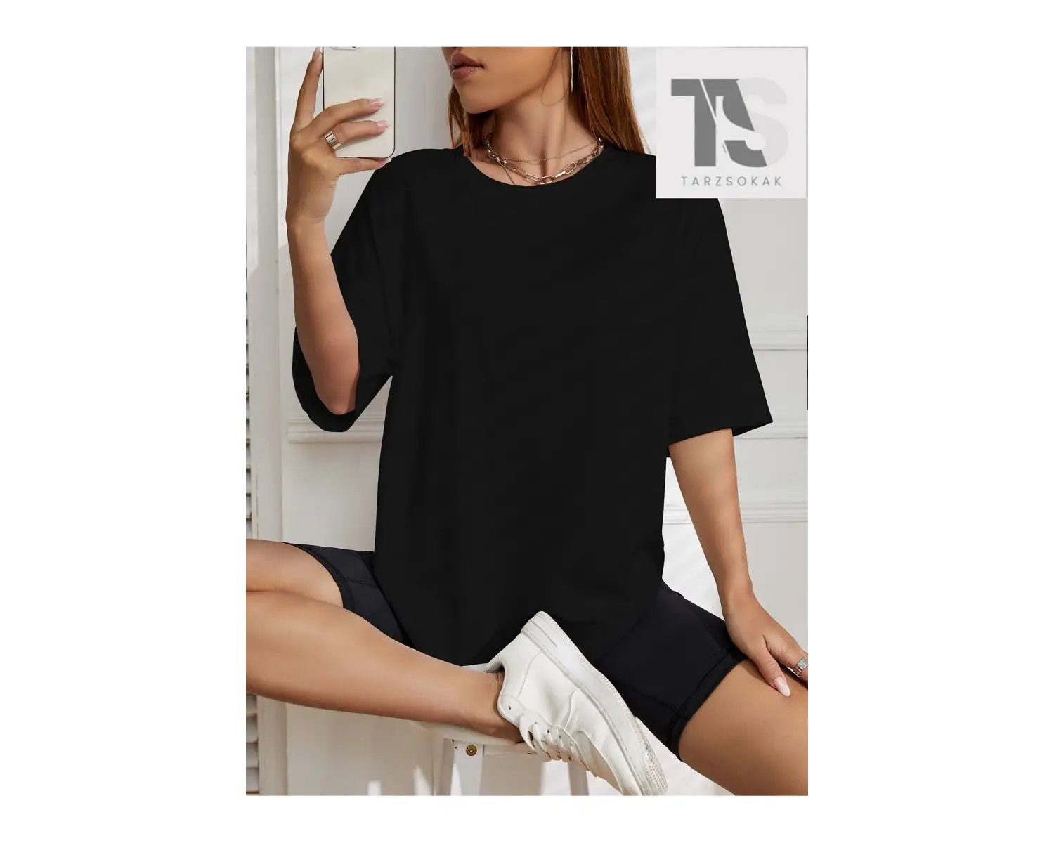 Katı Düşük Omuz Büyük Boy Tişört