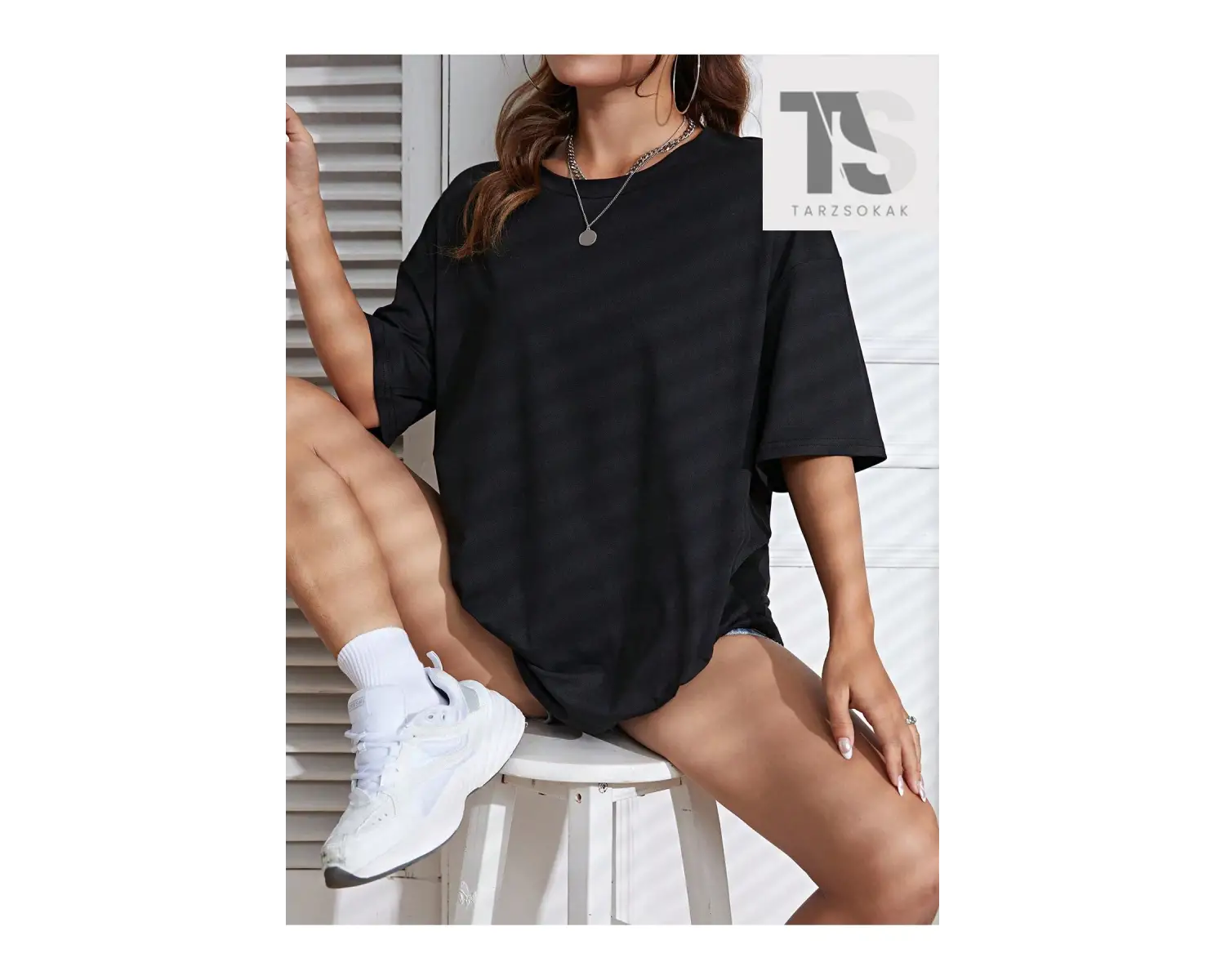 Katı Düşük Omuz Büyük Boy Tişört