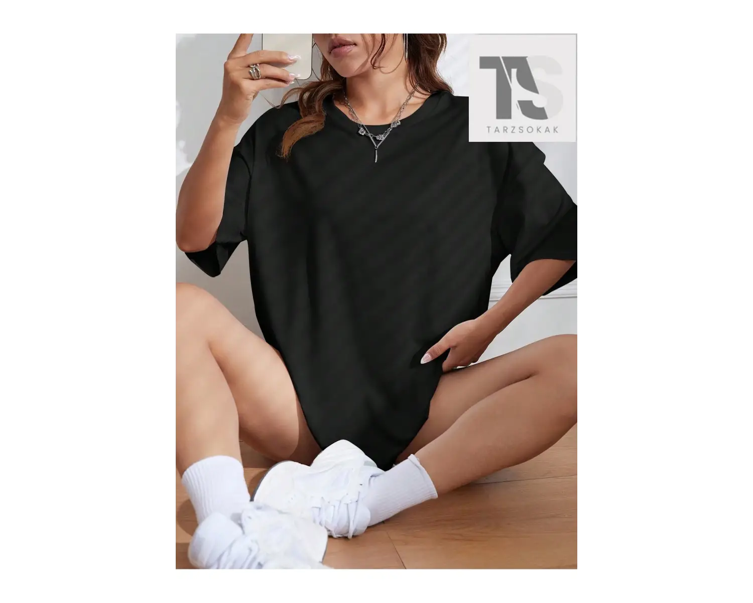 Katı Düşük Omuz Büyük Boy Tişört