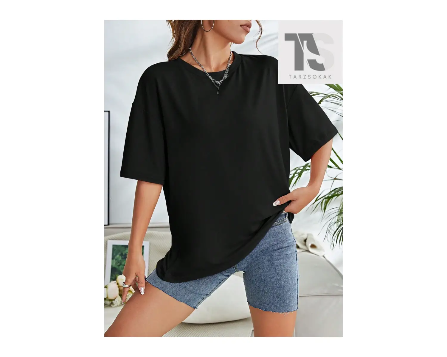 Katı Düşük Omuz Tişört