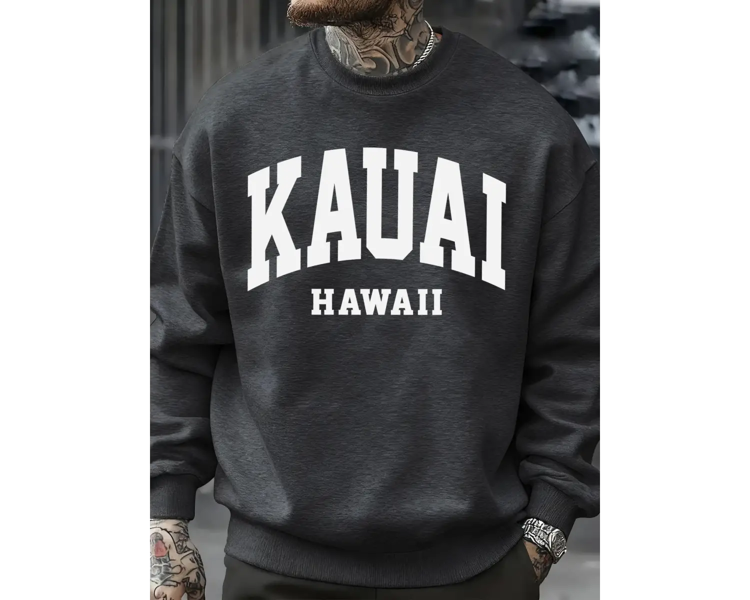 Kauai Hawaii Mektup Baskılar Erkek Kazak Moda Hip Hop Kazak Polar Büyük Boy Giysiler Sonbahar
