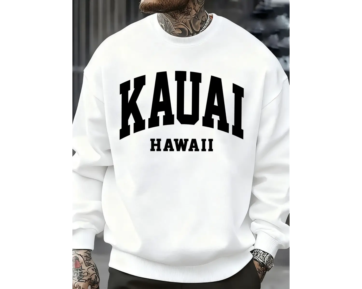 Kauai Hawaii Mektup Baskılar Erkek Kazak Moda Hip Hop Kazak Polar Büyük Boy Giysiler Sonbahar