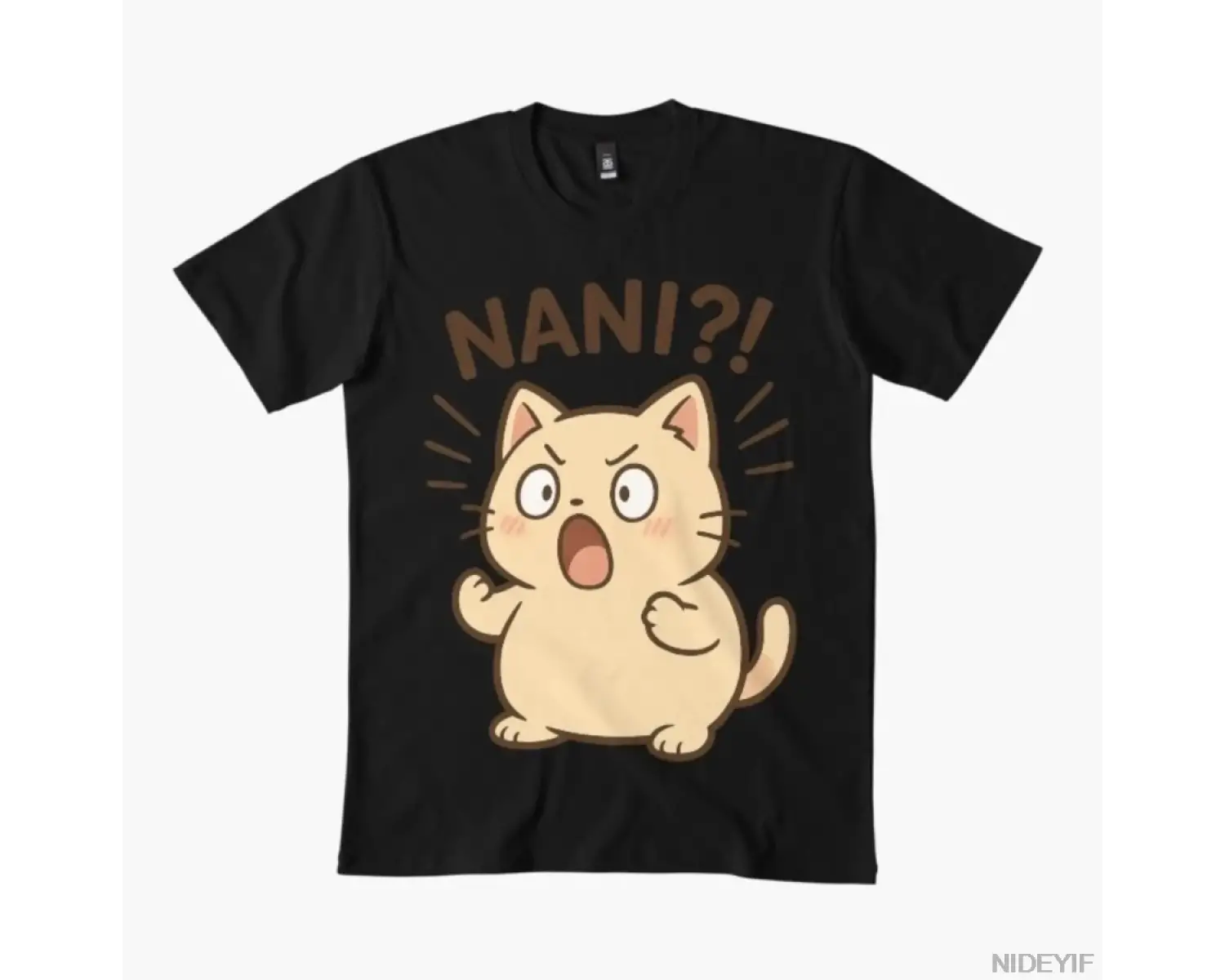 Kawaii Şişman Kedi Anime Reaksiyon NANI T-shirt Erkekler Kadınlar Için % 100% Pamuk T Shirt K