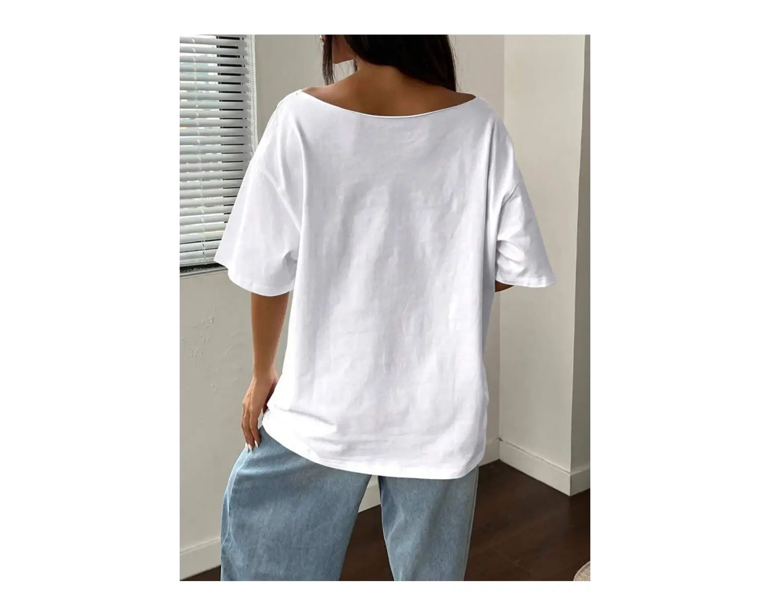 Kayık Yaka Hawaii Baskılı Oversize %100 Pamuk