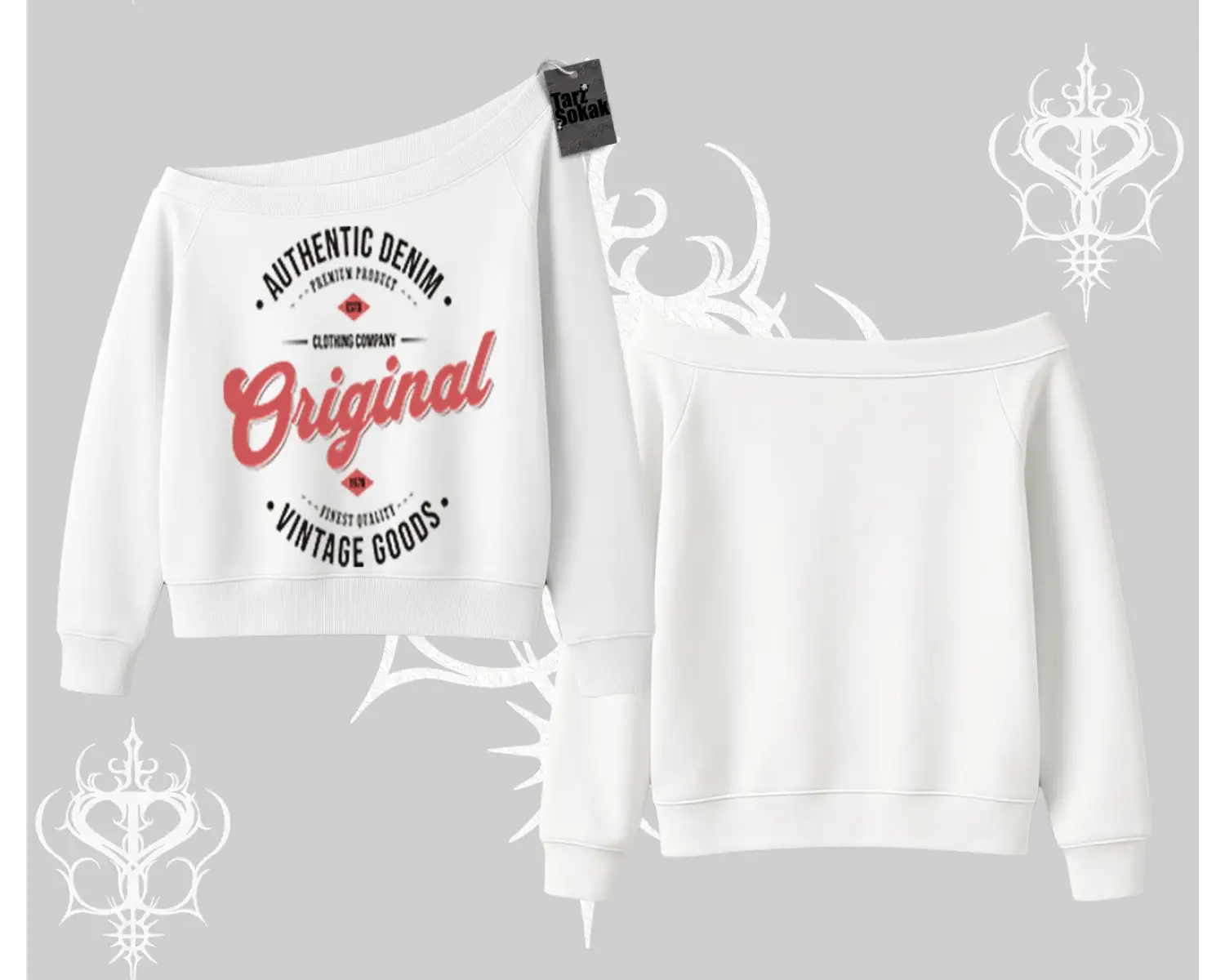 Kayık Yaka Sweatshirt Authentic Denim Original