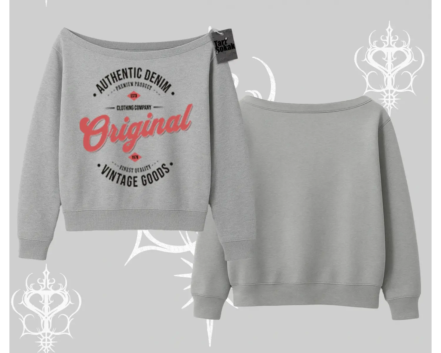 Kayık Yaka Sweatshirt Authentic Denim Original