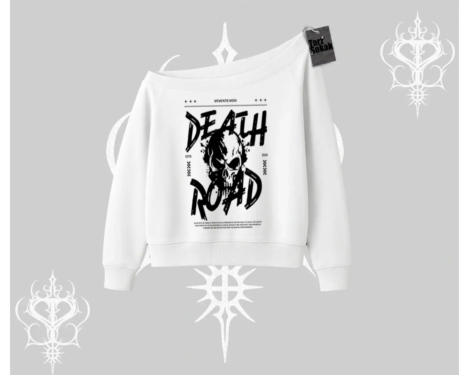 Kayık Yaka Sweatshirt Death Road Memento Mori Street Manifest