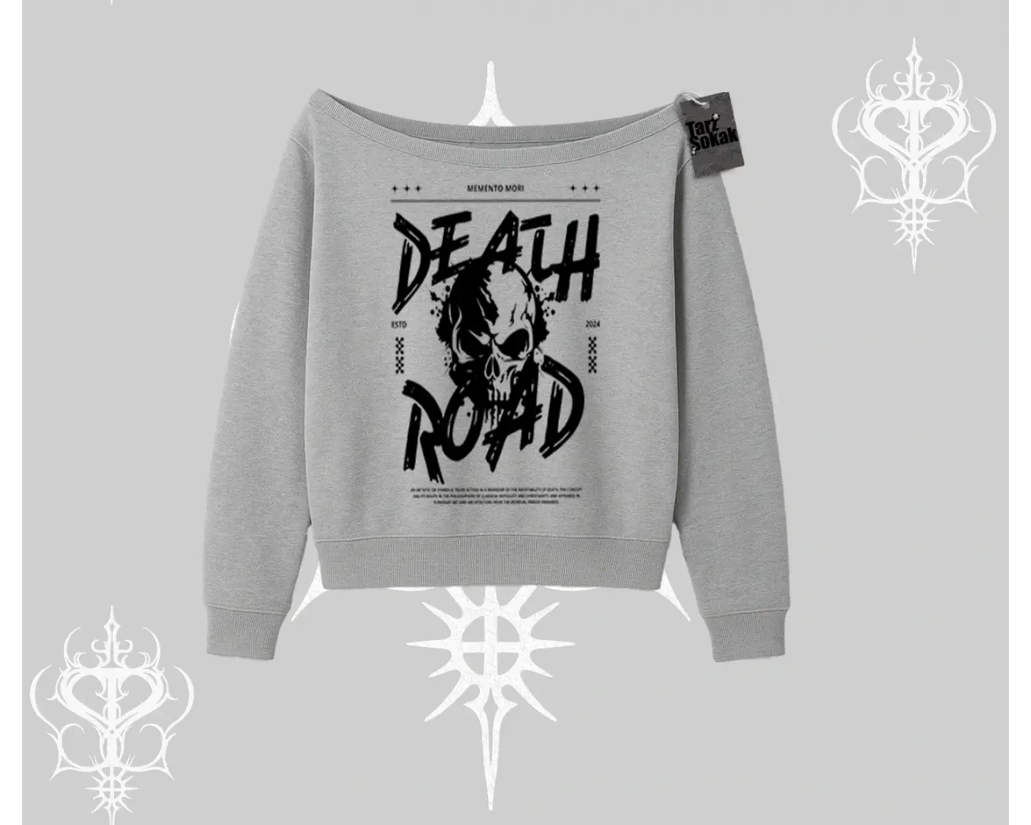 Kayık Yaka Sweatshirt Death Road Memento Mori Street Manifest