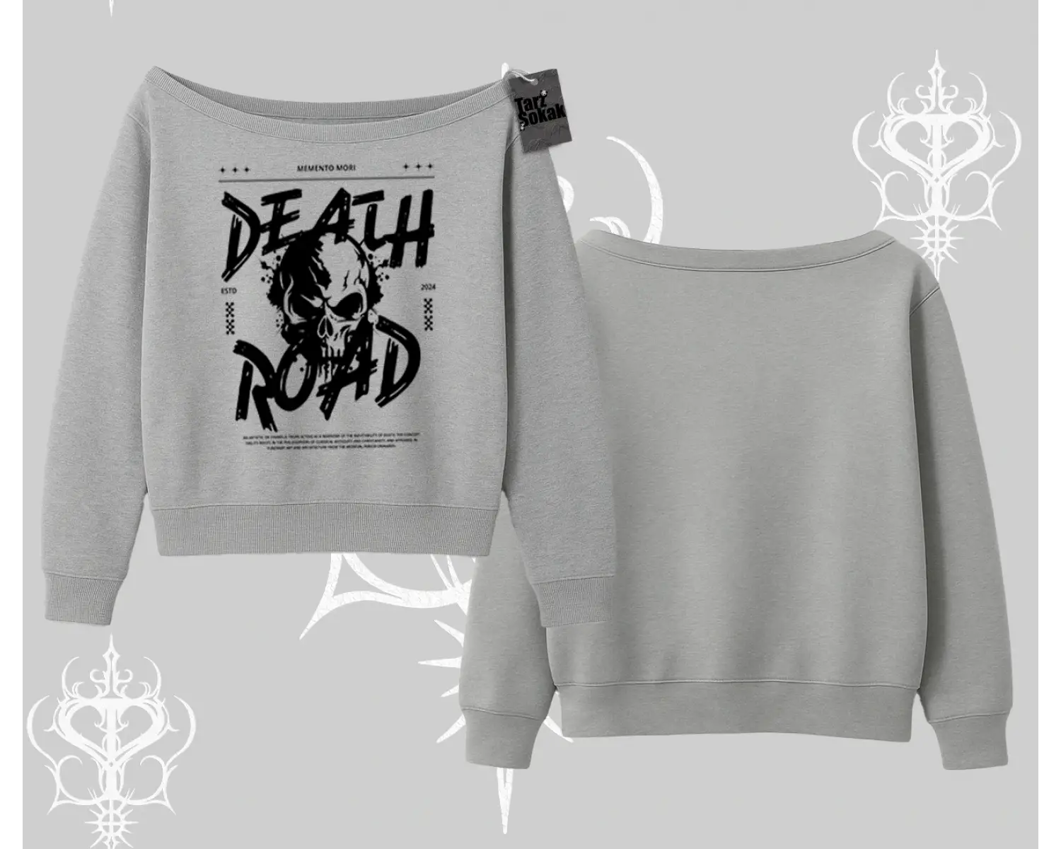 Kayık Yaka Sweatshirt Death Road Memento Mori Street Manifest