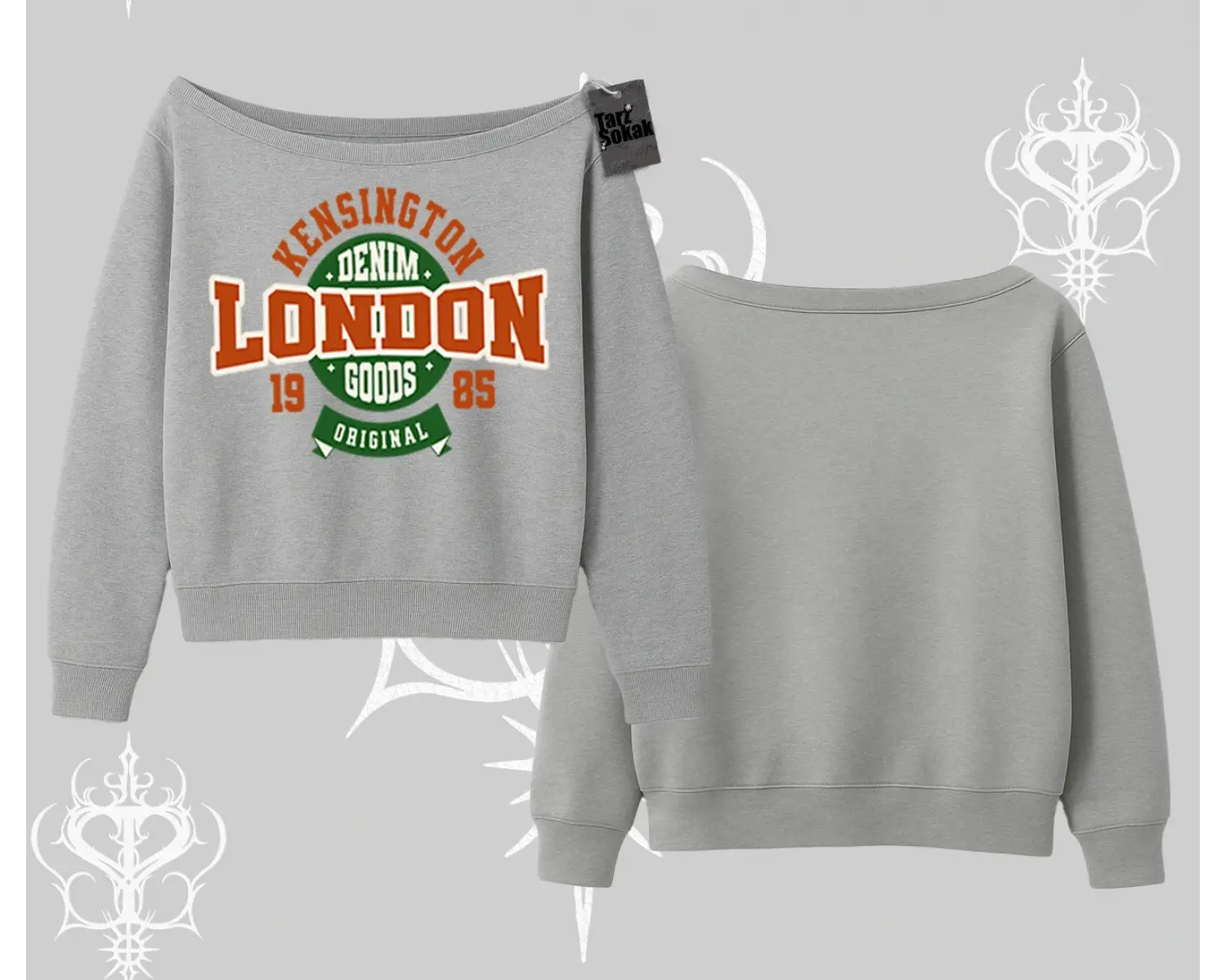Kayık Yaka Sweatshirt London Denim 1985