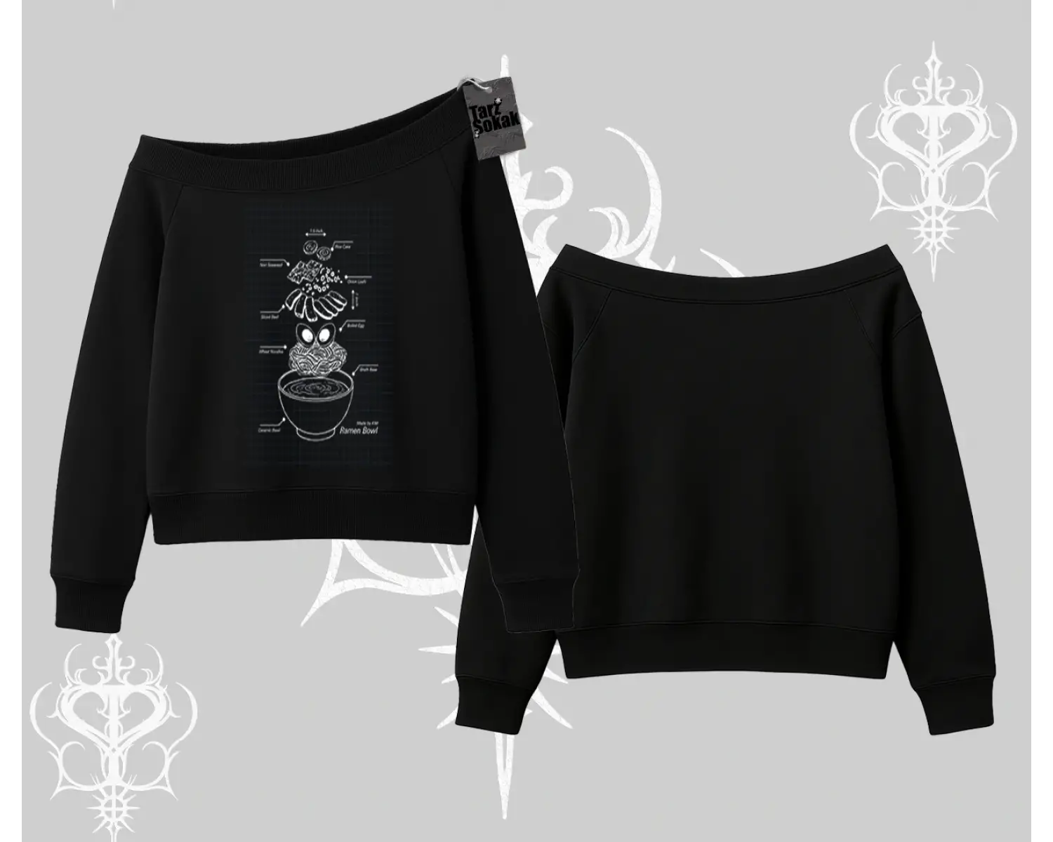 Kayık Yaka Sweatshirt Noodle Theory Hand Drawn Concept