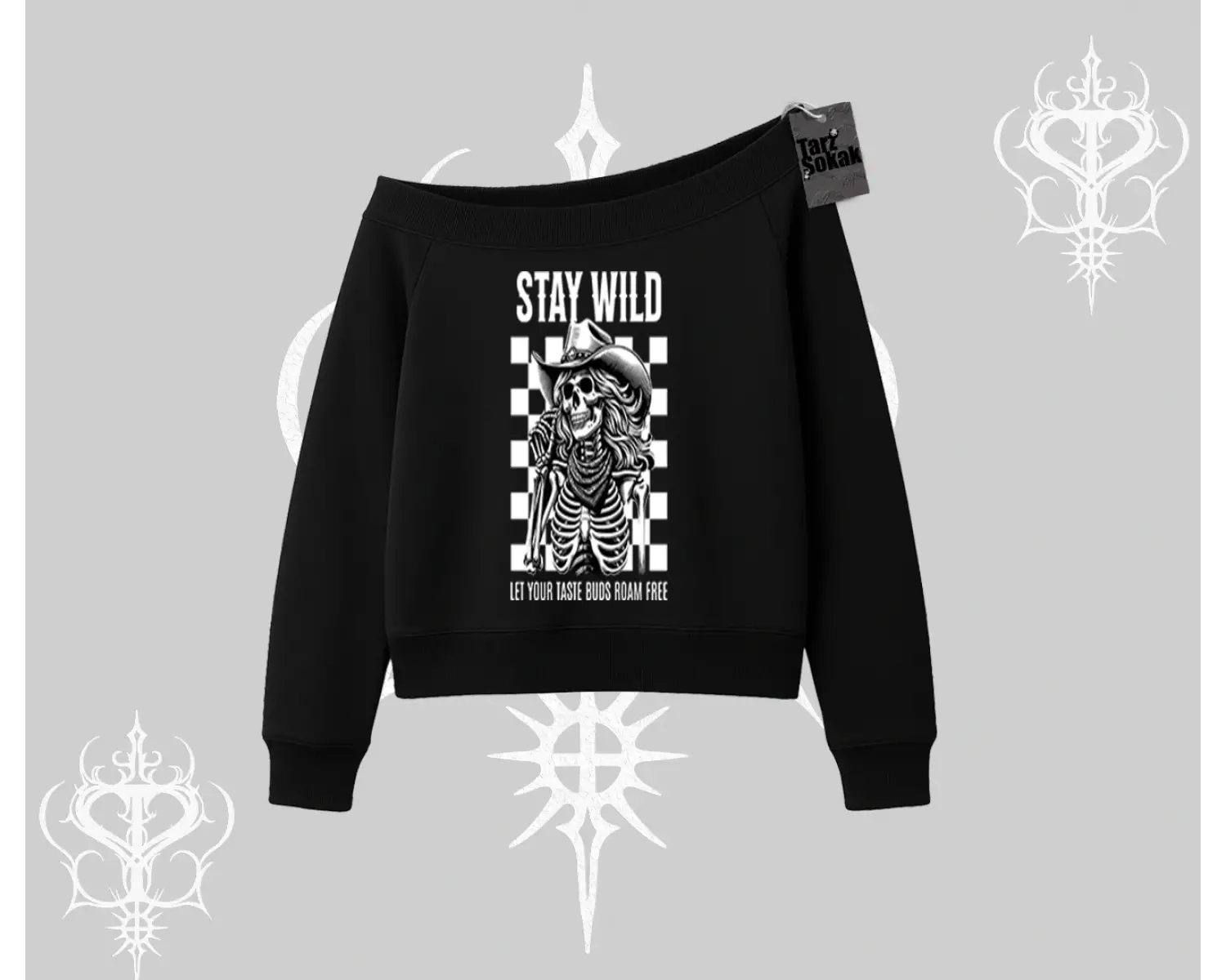 Kayık Yaka Sweatshirt Stay Wild Rock Spirit Urban Riot