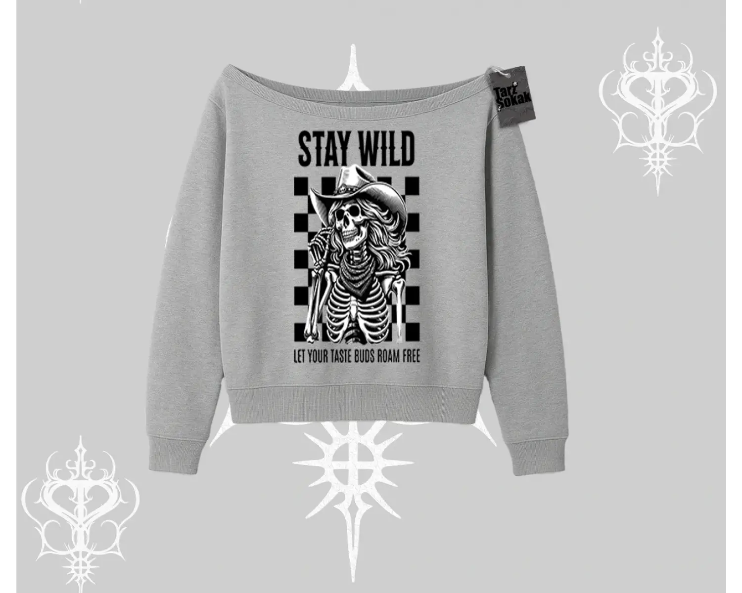 Kayık Yaka Sweatshirt Stay Wild Rock Spirit Urban Riot