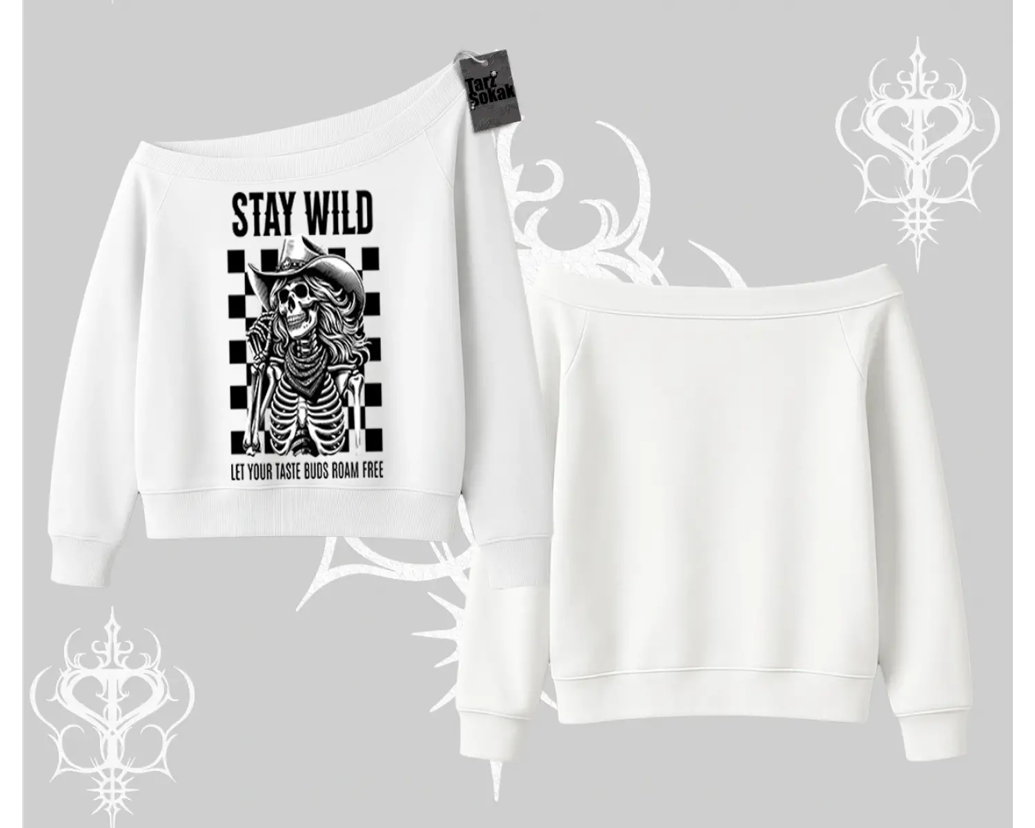 Kayık Yaka Sweatshirt Stay Wild Rock Spirit Urban Riot