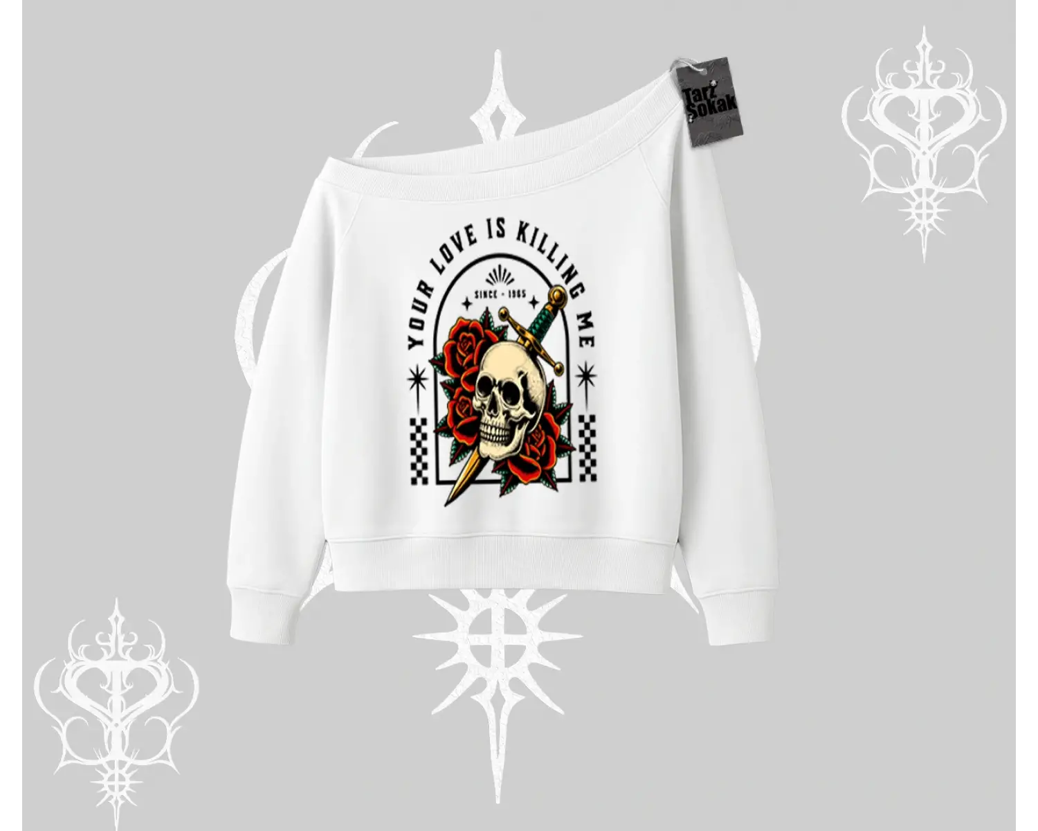 Kayık Yaka Sweatshirt Your Love Is Killing Me Dead Romance