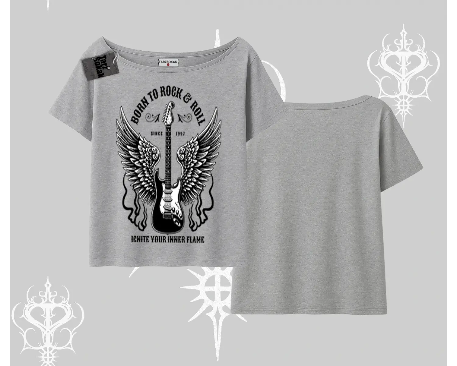 Kayık Yaka Tshirt Born to Rock Eternal Flame Legacy