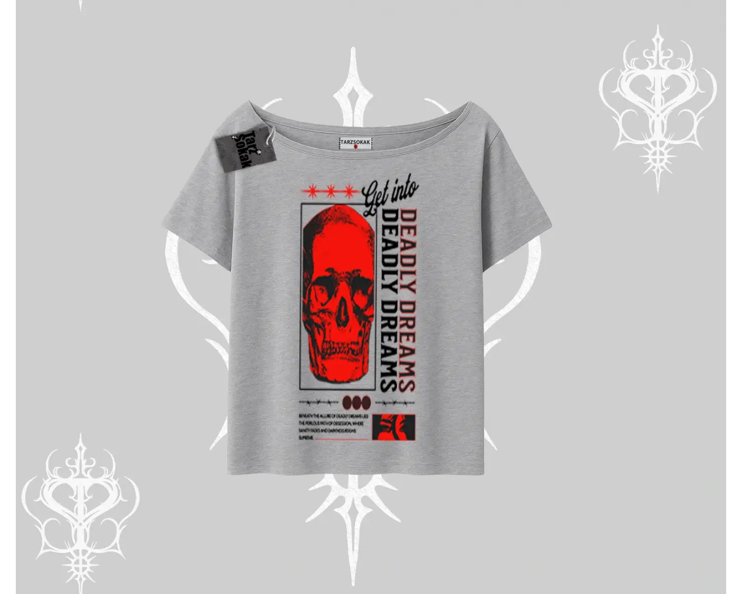 Kayık Yaka Tshirt Deadly Dreams Skull Redcore Street Manifest