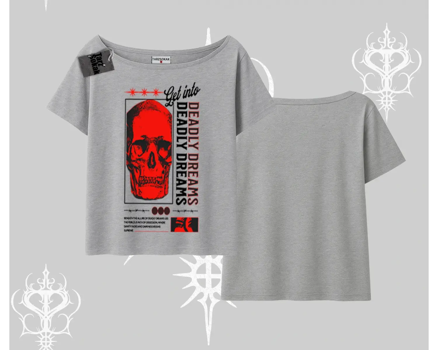 Kayık Yaka Tshirt Deadly Dreams Skull Redcore Street Manifest