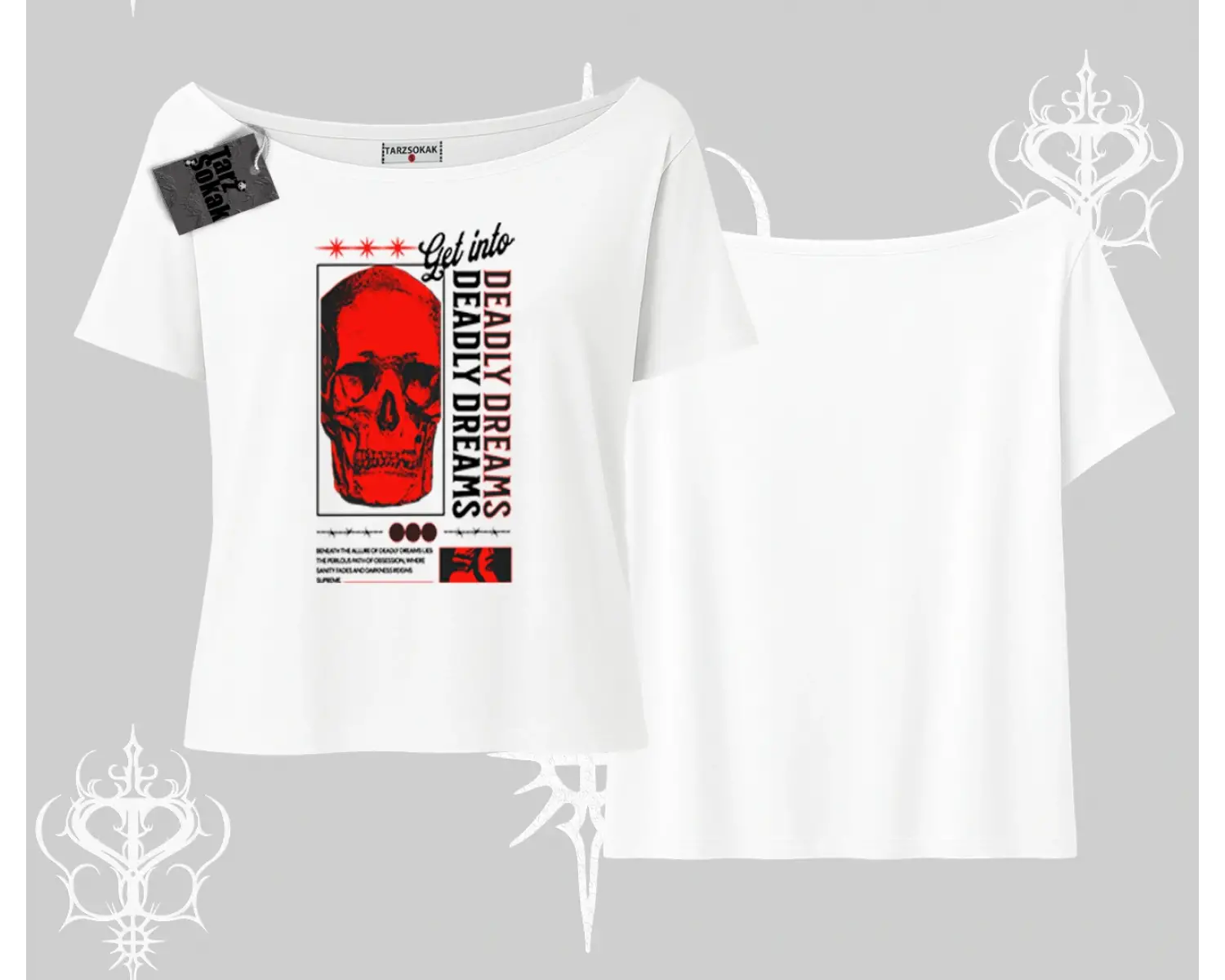 Kayık Yaka Tshirt Deadly Dreams Skull Redcore Street Manifest