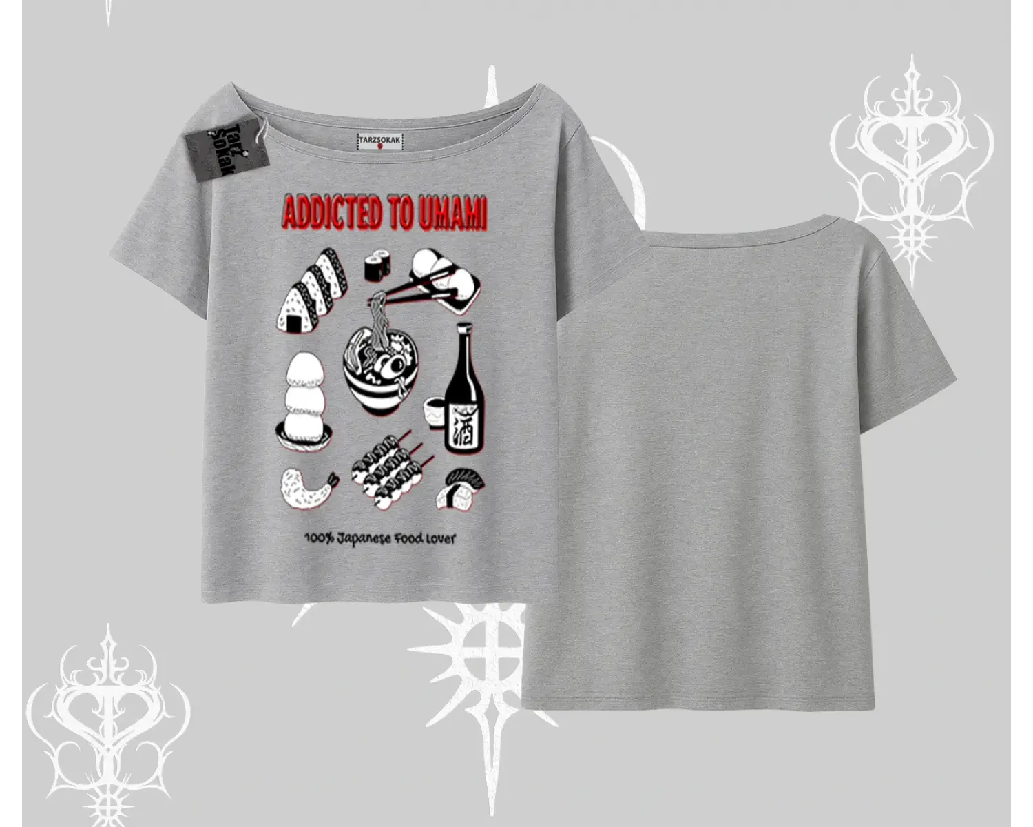 Kayık Yaka Tshirt Japon Mutfağı Umami Temalı Baskılı