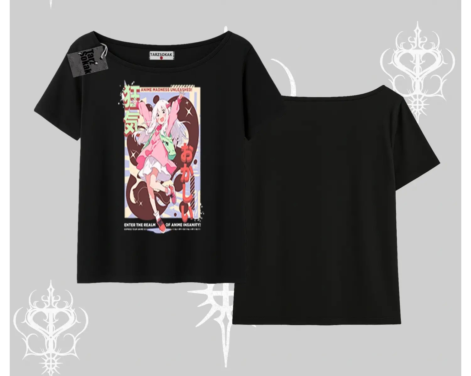 Kayık Yaka Tshirt Madness Unleashed Anime Girl Baskılı