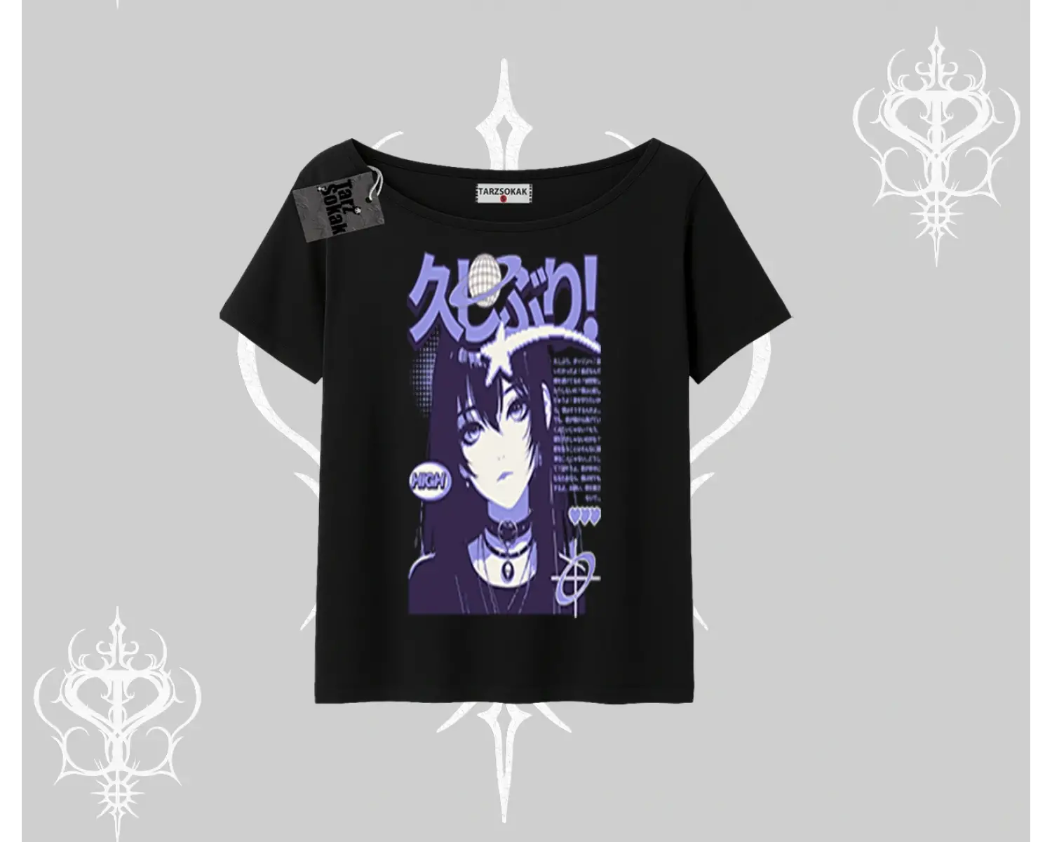 Kayık Yaka Tshirt Neo Tokyo Girl Y2K Street Anime Aesthetic