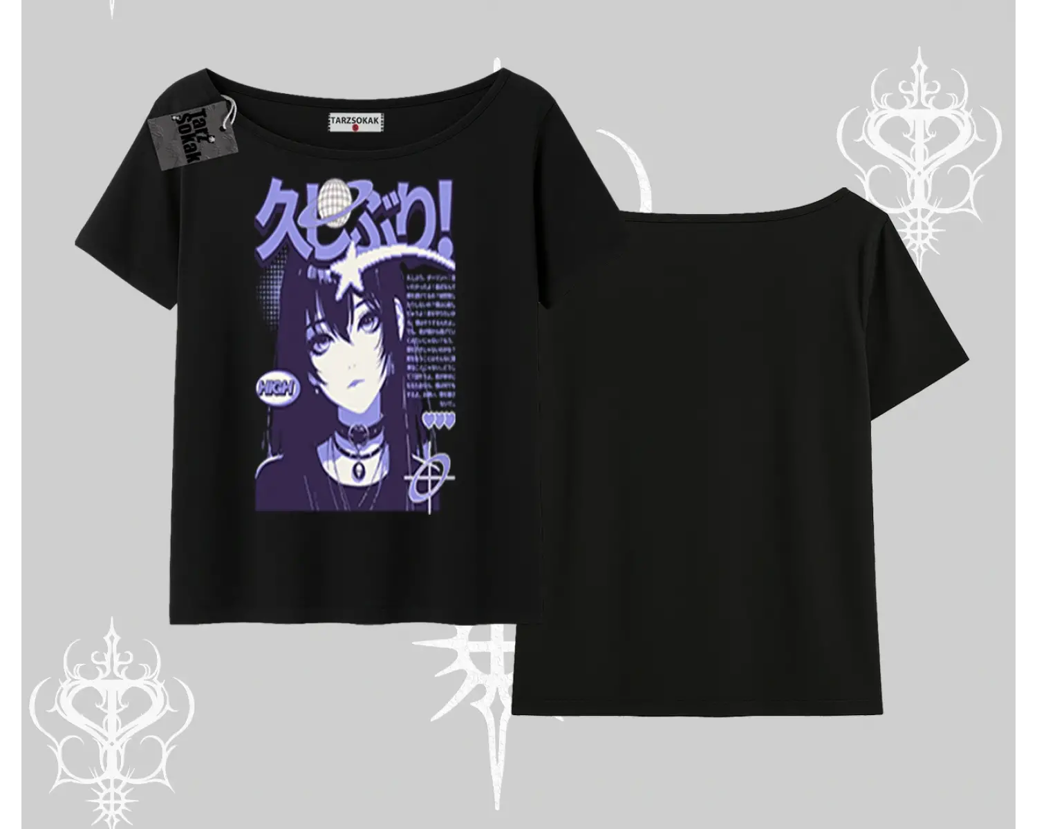 Kayık Yaka Tshirt Neo Tokyo Girl Y2K Street Anime Aesthetic