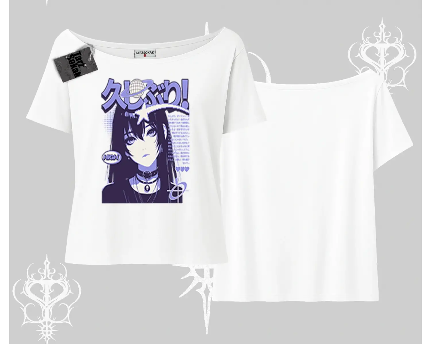 Kayık Yaka Tshirt Neo Tokyo Girl Y2K Street Anime Aesthetic