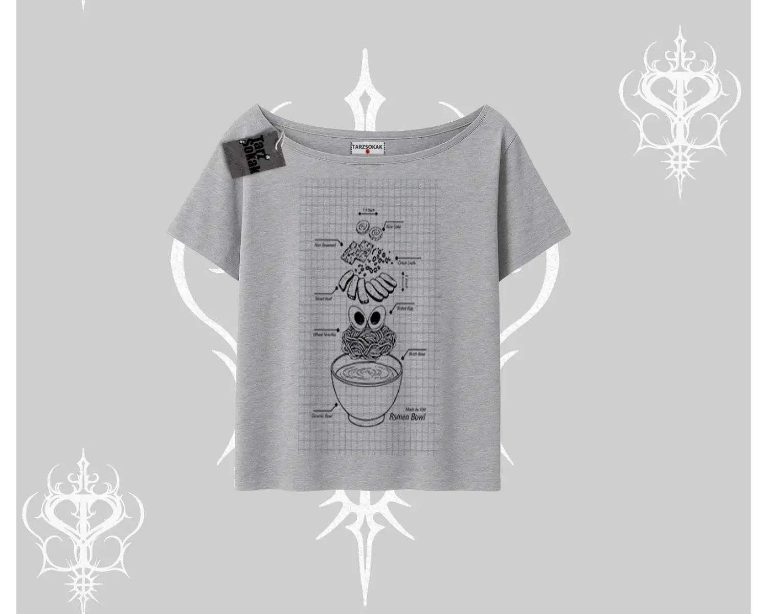 Kayık Yaka Tshirt Noodle Theory Hand Drawn Concept