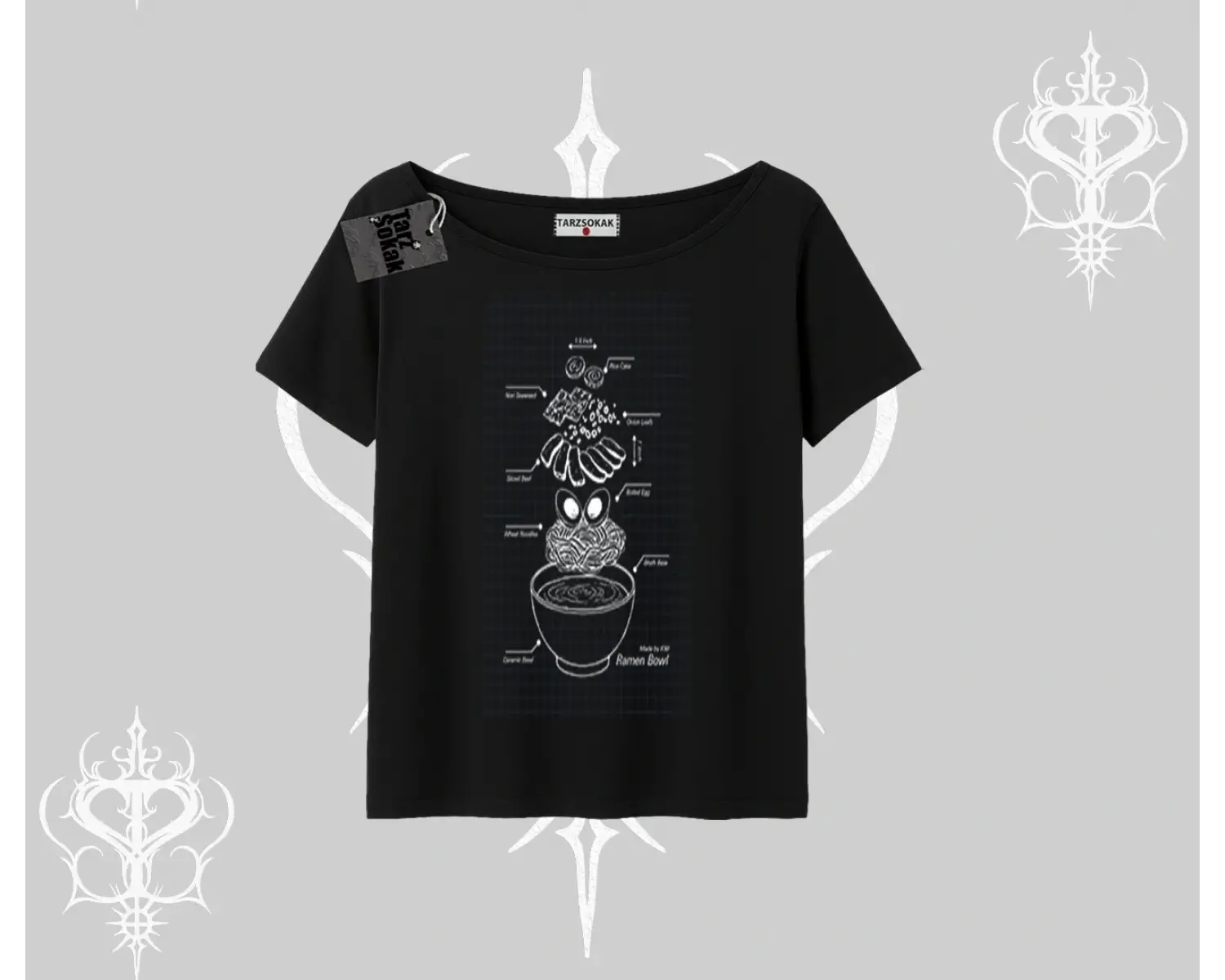 Kayık Yaka Tshirt Noodle Theory Hand Drawn Concept