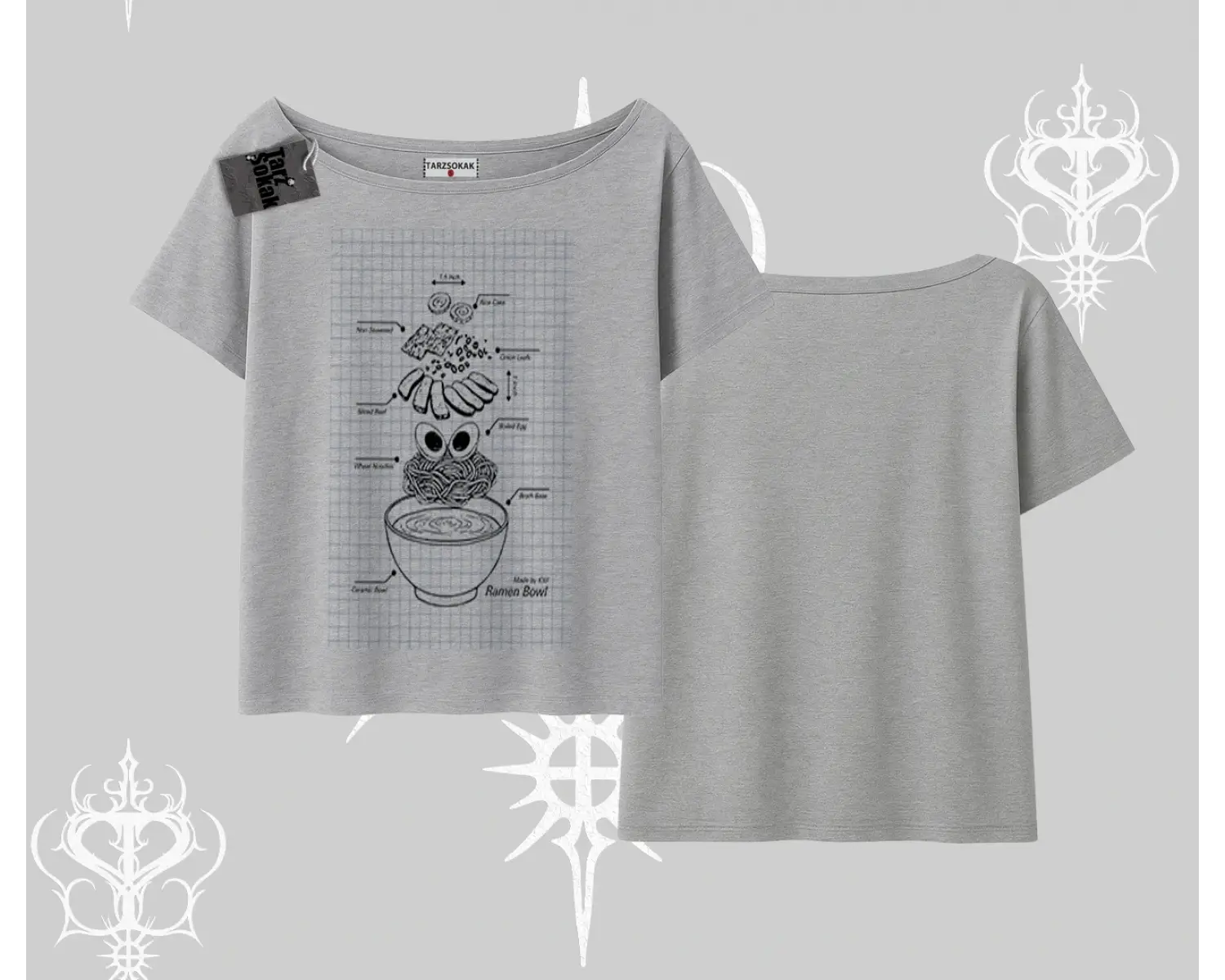 Kayık Yaka Tshirt Noodle Theory Hand Drawn Concept