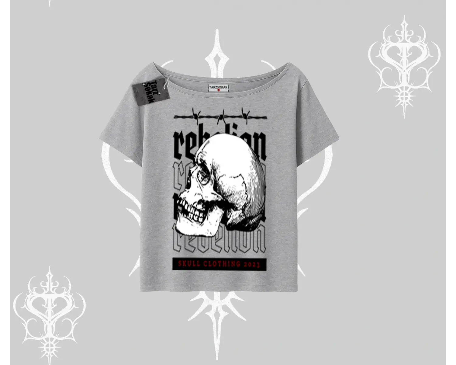 Kayık Yaka Tshirt Rebellion Skull Underground Street Legacy
