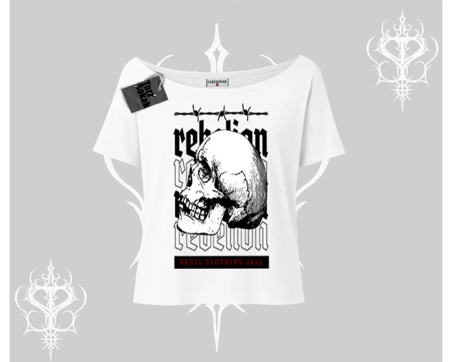 Kayık Yaka Tshirt Rebellion Skull Underground Street Legacy