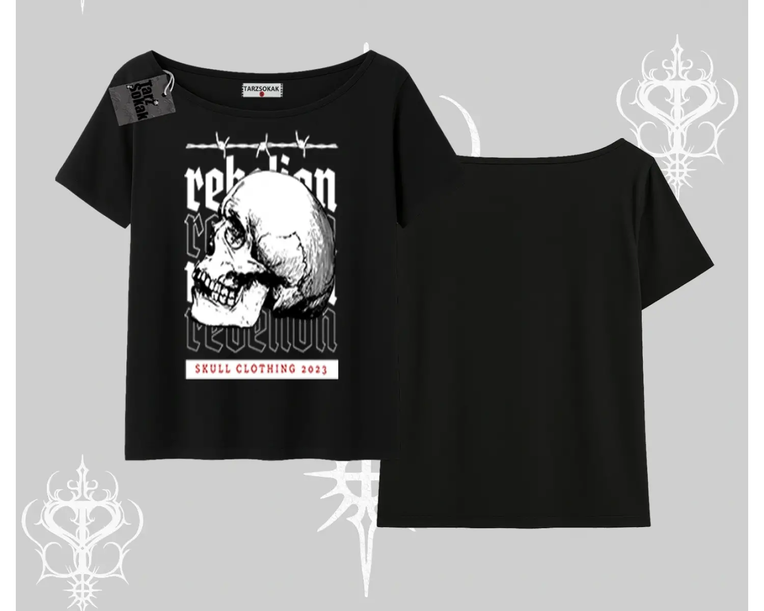 Kayık Yaka Tshirt Rebellion Skull Underground Street Legacy