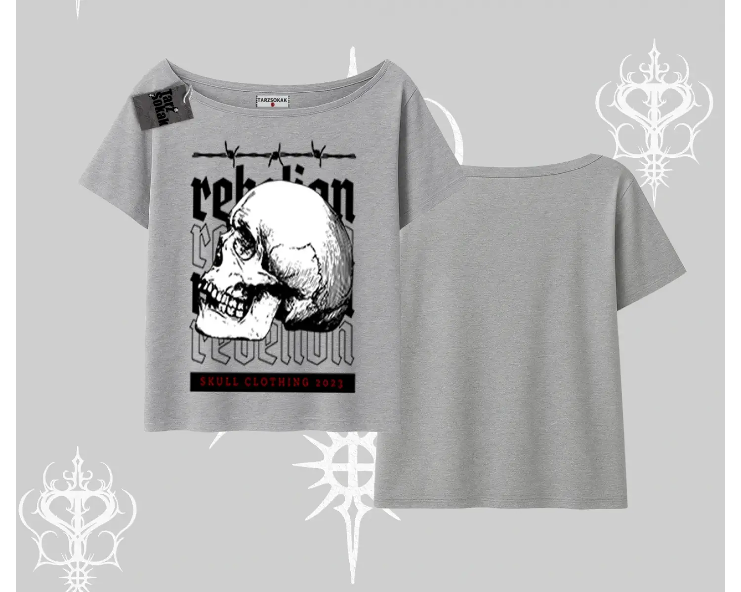 Kayık Yaka Tshirt Rebellion Skull Underground Street Legacy