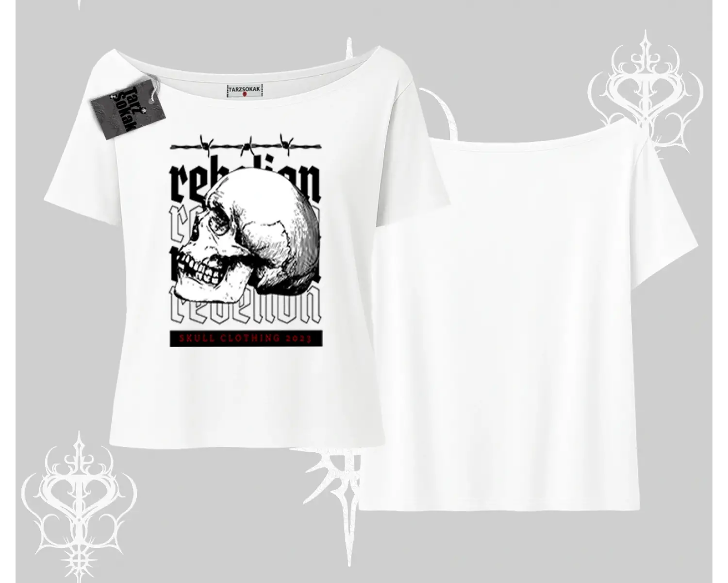 Kayık Yaka Tshirt Rebellion Skull Underground Street Legacy