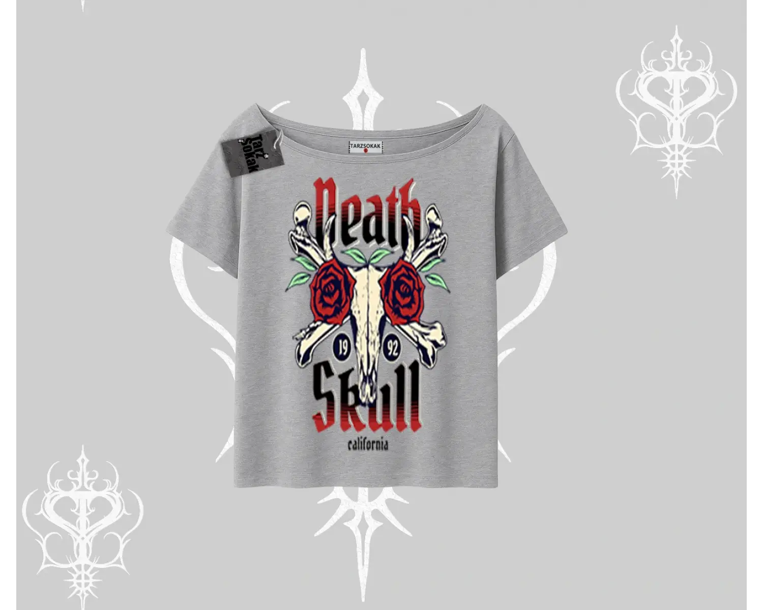 Kayık Yaka Tshirt Skull & Roses Vintage West Coast Rebellion