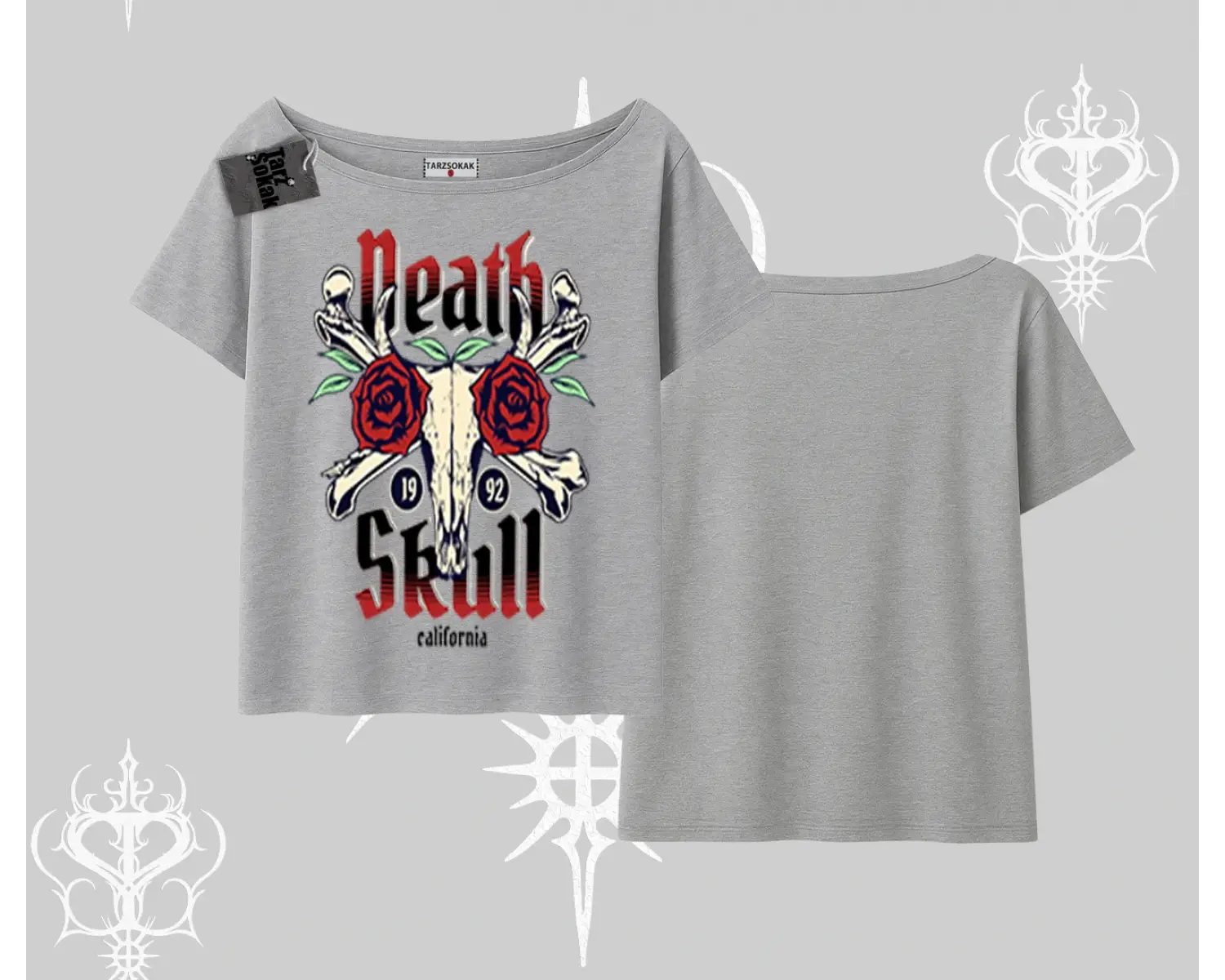 Kayık Yaka Tshirt Skull & Roses Vintage West Coast Rebellion