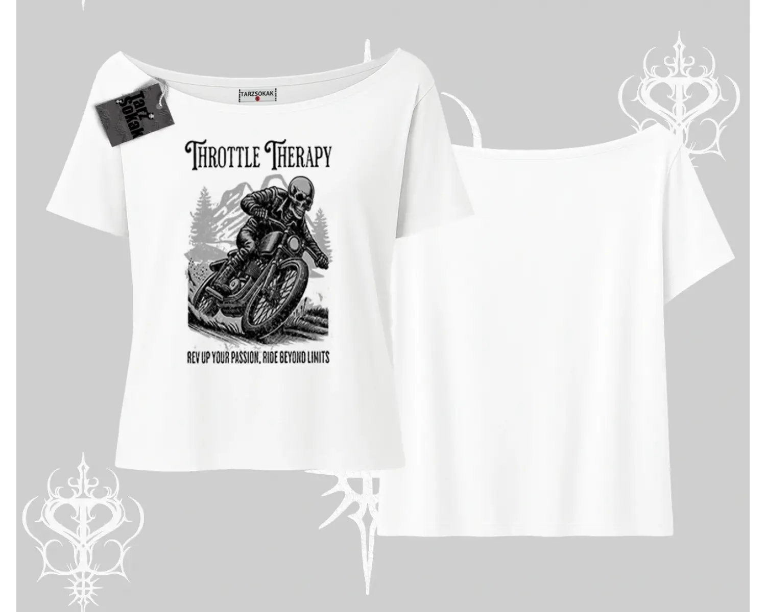 Kayık Yaka Tshirt Throttle Therapy No Brakes Just Freedom