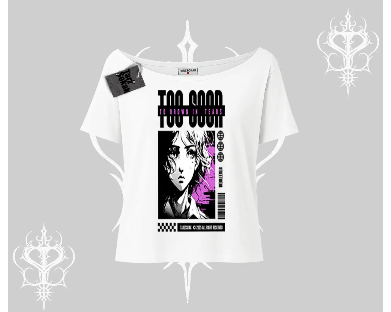 Kayık Yaka Tshirt Too Good Anime Girl Grafik Baskılı