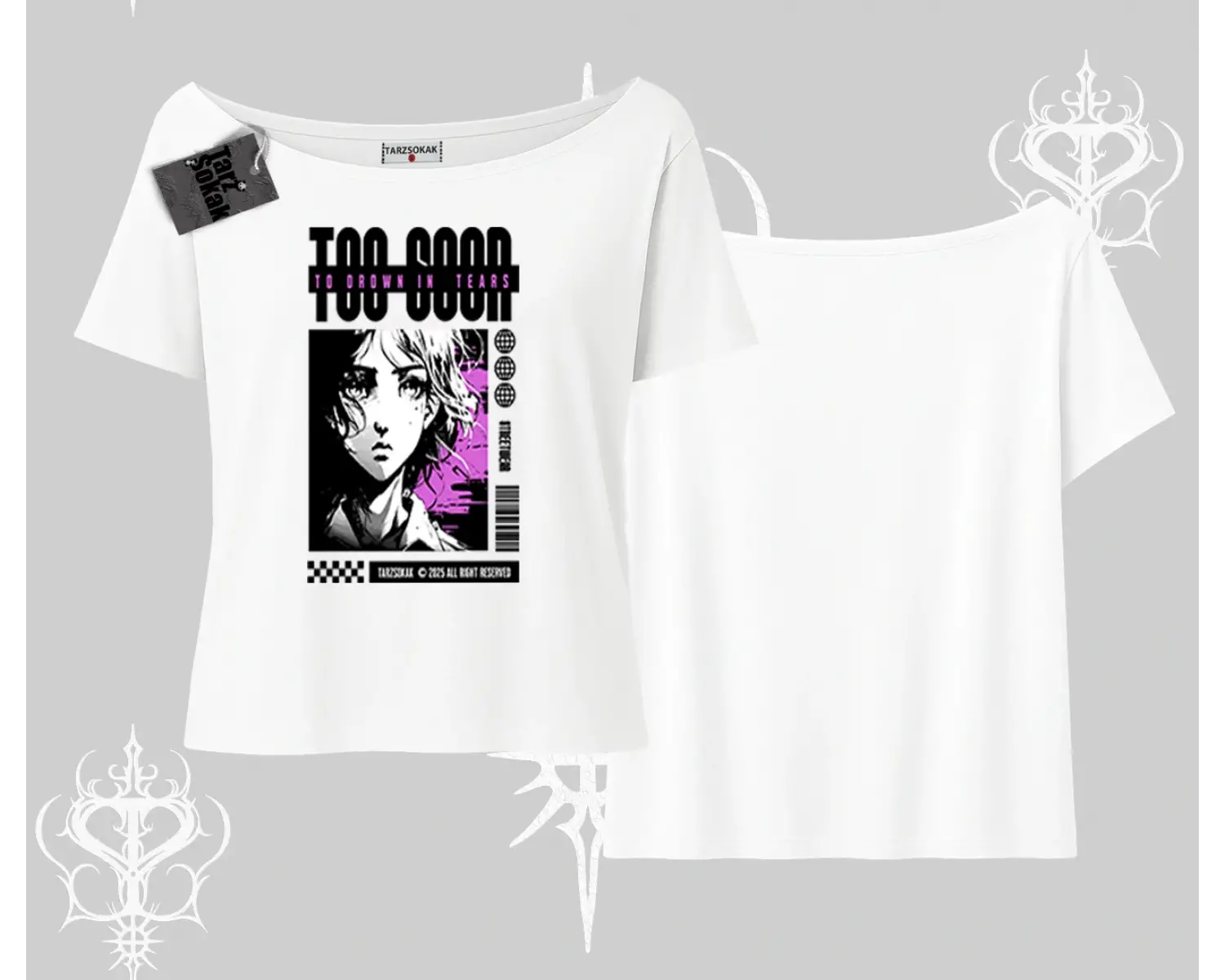 Kayık Yaka Tshirt Too Good Anime Girl Grafik Baskılı