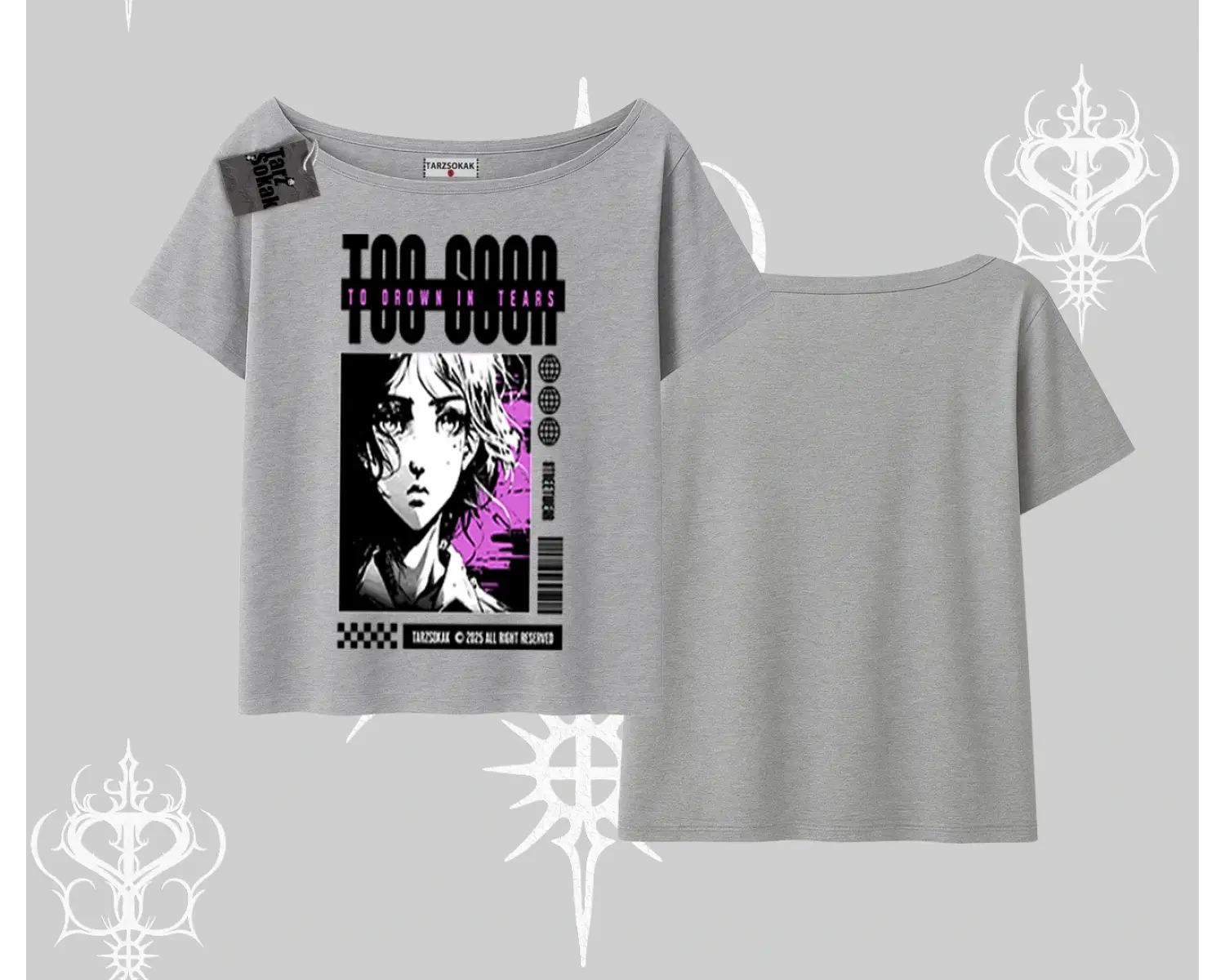 Kayık Yaka Tshirt Too Good Anime Girl Grafik Baskılı